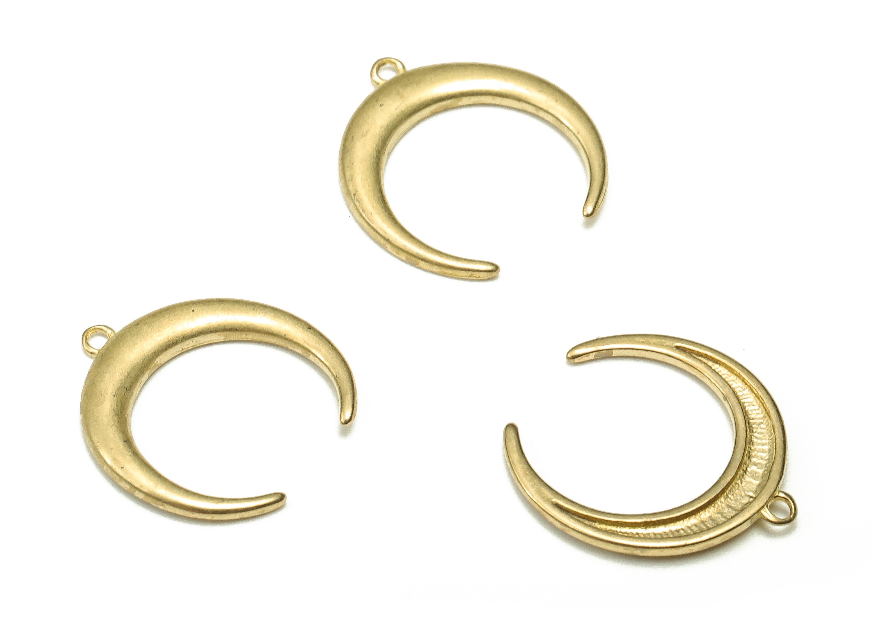 Brass Crescent Earring Charms - Raw Brass Moon Pendant - Earring Finding - Jewelry Making Supplies - 15.46x14.55x1.44mm - PP4459 - DOMEDBAZAAR