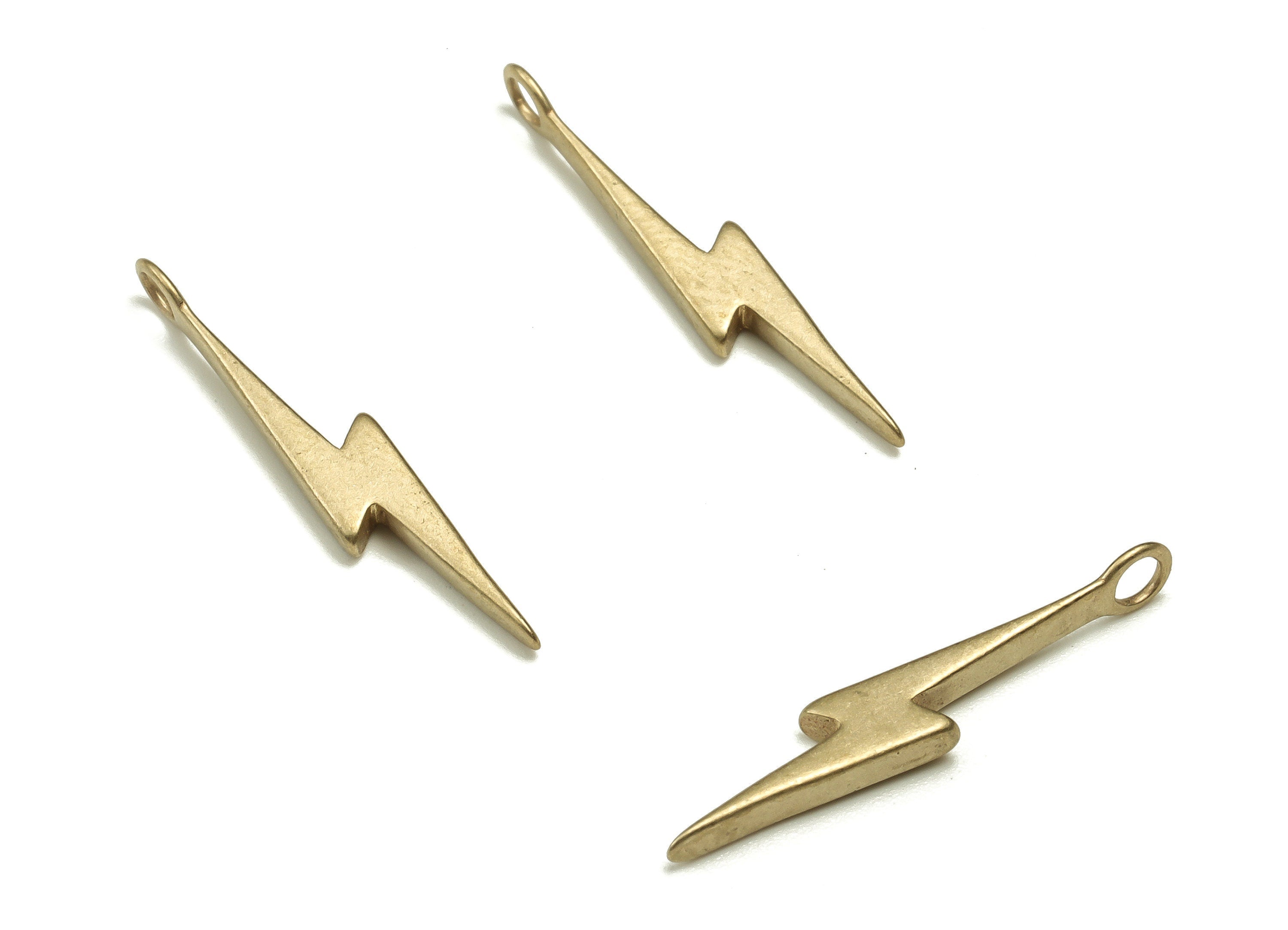 Brass Lightning Bolt Earring Charms - Raw Brass Lightning Pendant - Earring Findings - Jewelry Supplies - 21.67x3.49x1.67mm - PP4451 - DOMEDBAZAAR