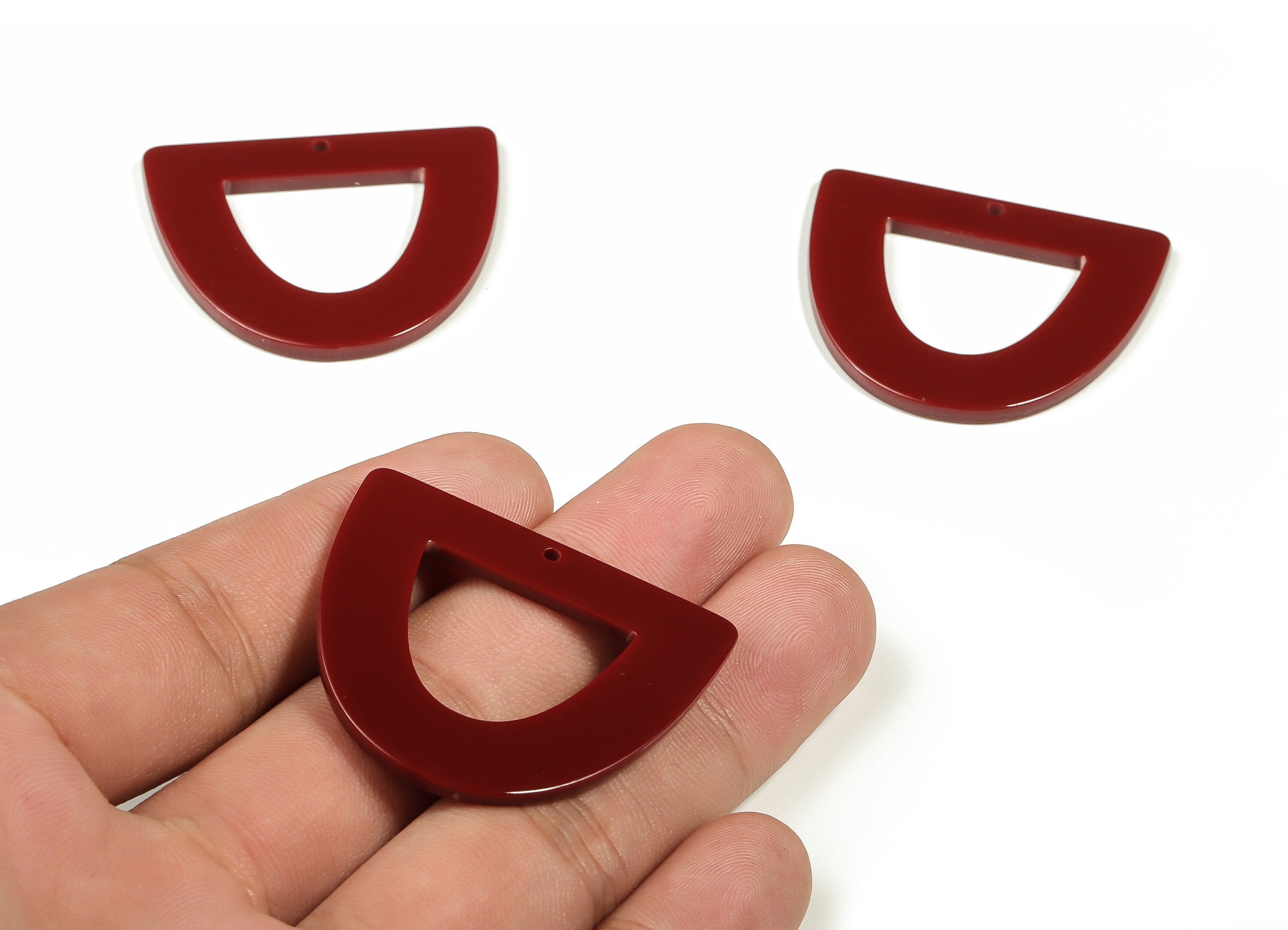 Acrylic D Earring Charms - Half Ellipse Pendant - Earring Findings - Jewelry Supplies - Color Code: A697- 39.13x34.22x2.44mm - AC2327-A697 - DOMEDBAZAAR