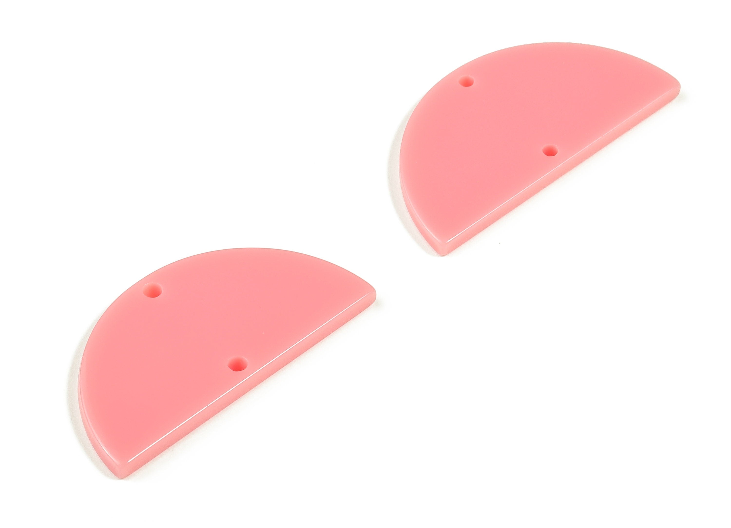 Acrylic D Earring Connector - Semi Circle Earring Connector - 2 Holes- Jewelry Supplies - Color Code:A695 - 33.67x16.78x2.25mm - AC1218-A695 - DOMEDBAZAAR