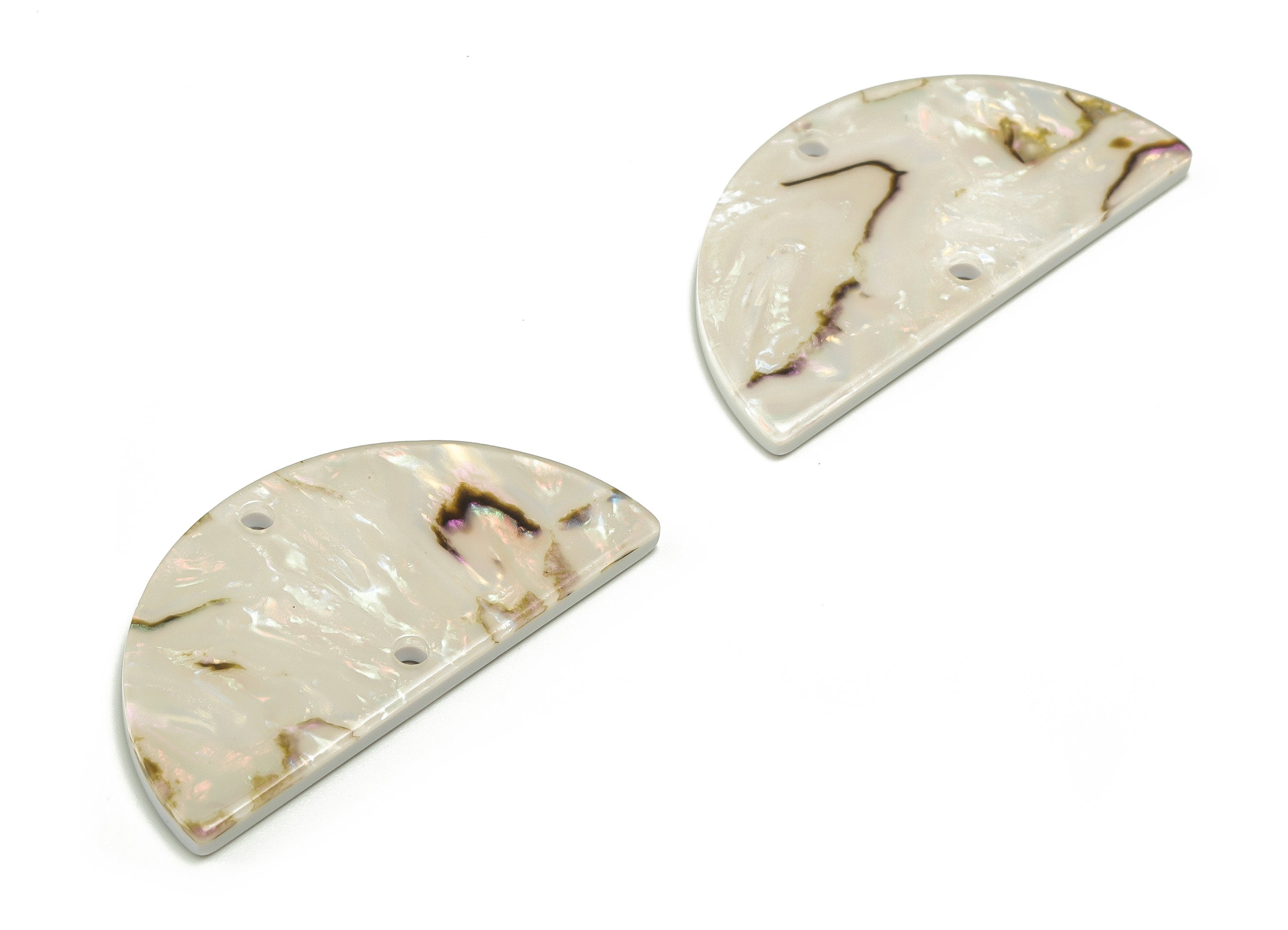 Acrylic D Earring Connector - Semi Circle Earring Connector - 2 Holes- Jewelry Supplies - Color Code:A689 - 33.56x16.84x2.31mm - AC1218-A689 - DOMEDBAZAAR