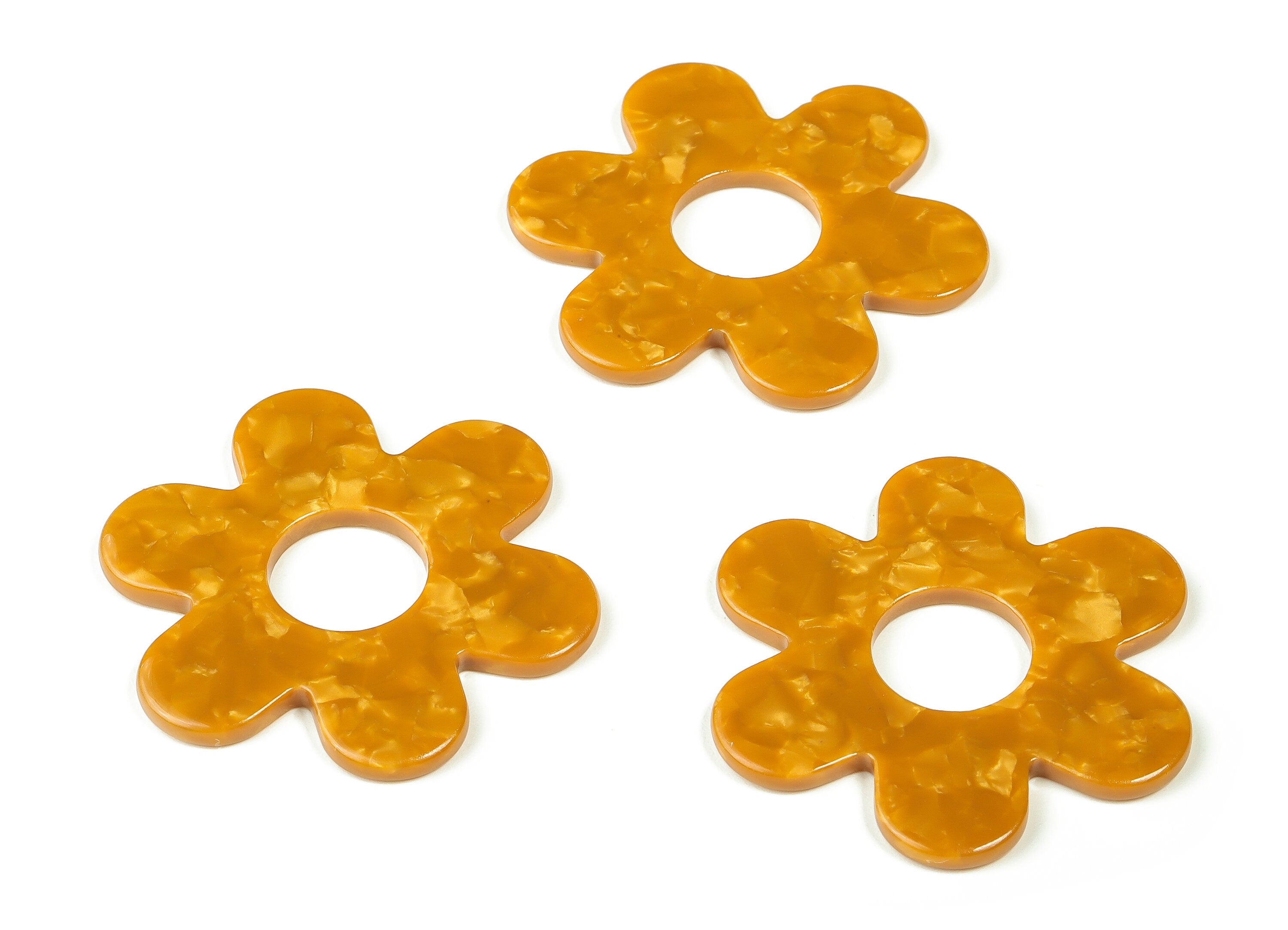 Acrylic Flower Earring Charms - Acrylic Flower Pendant - Jewelry Making Supplies - Color Code:A661 - 42.12x42.08x2.57mm - AC2290-A661 - DOMEDBAZAAR