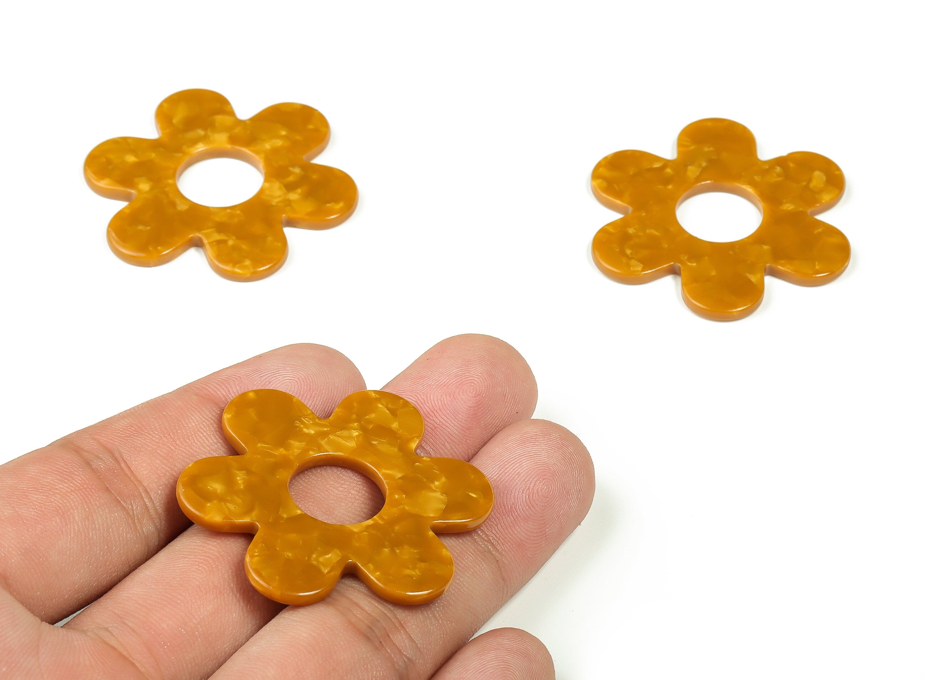 Acrylic Flower Earring Charms - Acrylic Flower Pendant - Jewelry Making Supplies - Color Code:A661 - 42.12x42.08x2.57mm - AC2290-A661 - DOMEDBAZAAR