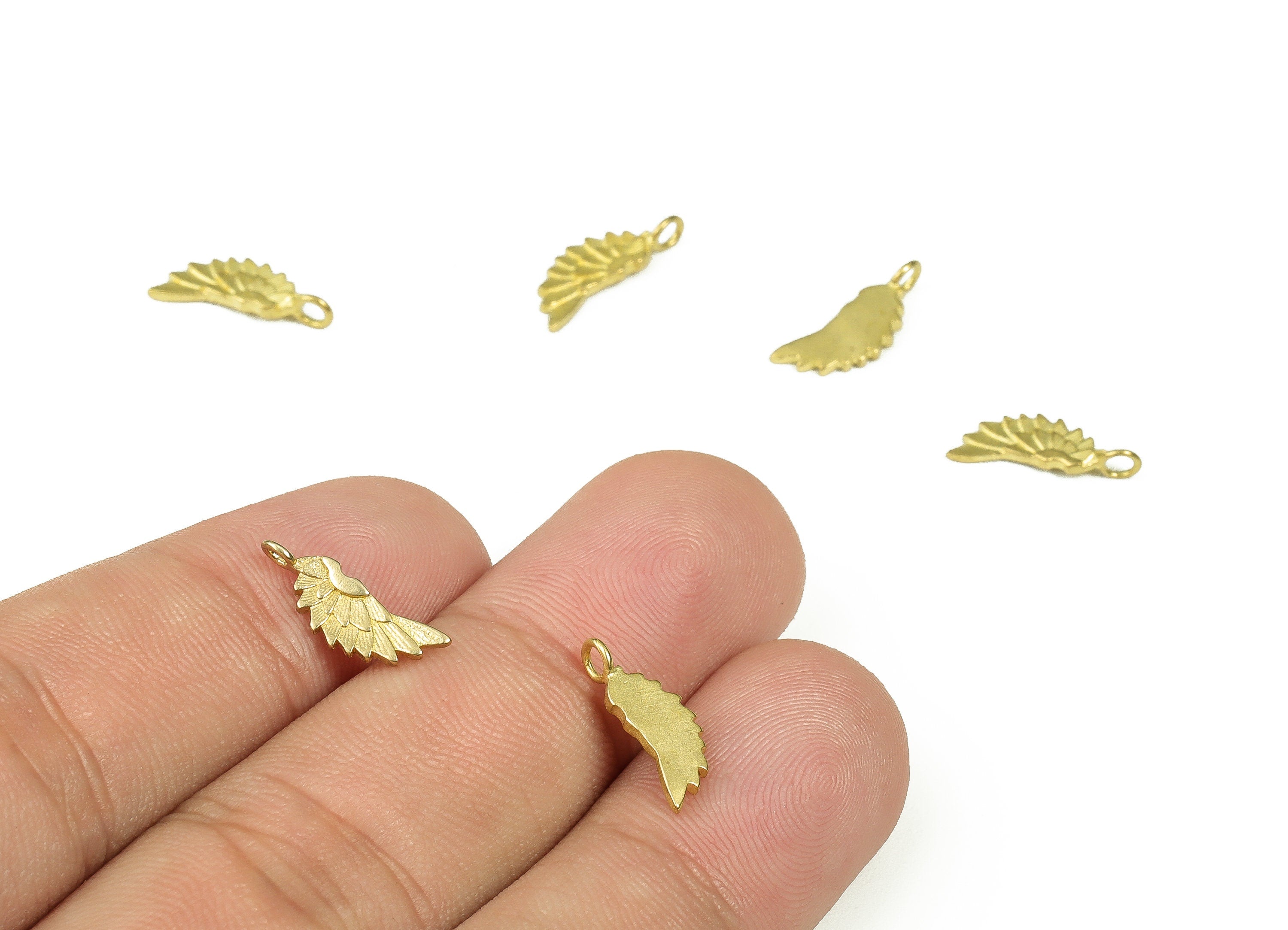 Brass Wing Charm Pendant Charm - Raw Brass Geometric Angel Wing Earring Charm - Jewelry Making Supplies - 14.23x5.28x1.1mm - PP4401 - DOMEDBAZAAR