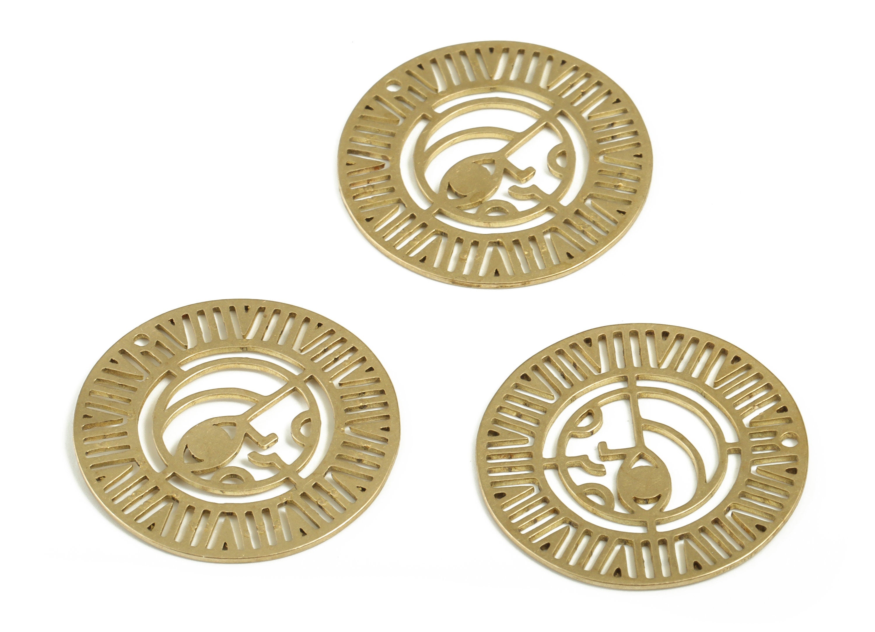 Brass Circle Earring Charm – Raw Brass Round Pendant Charm – Filigree Ring Charm – DIY Jewelry Making Supplies – 21.86x21.86x0.6mm - PP4201 - DOMEDBAZAAR