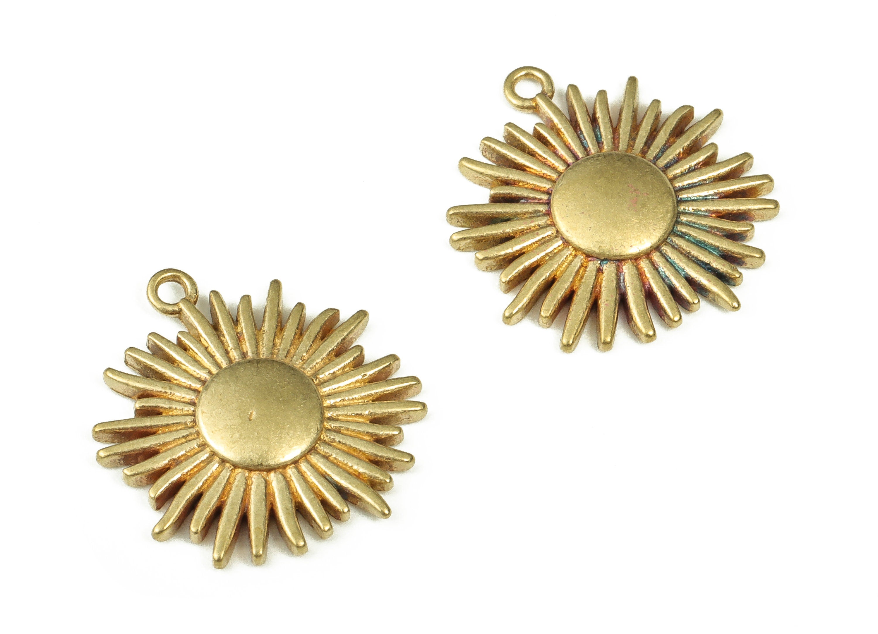 Raw Brass Sun Earring Charms - Brass Sun Shaped Pendant Charm – Earring Findings – Jewelry Making Supplies - 16.68x14.24x2.15mm - PP4397 - DOMEDBAZAAR