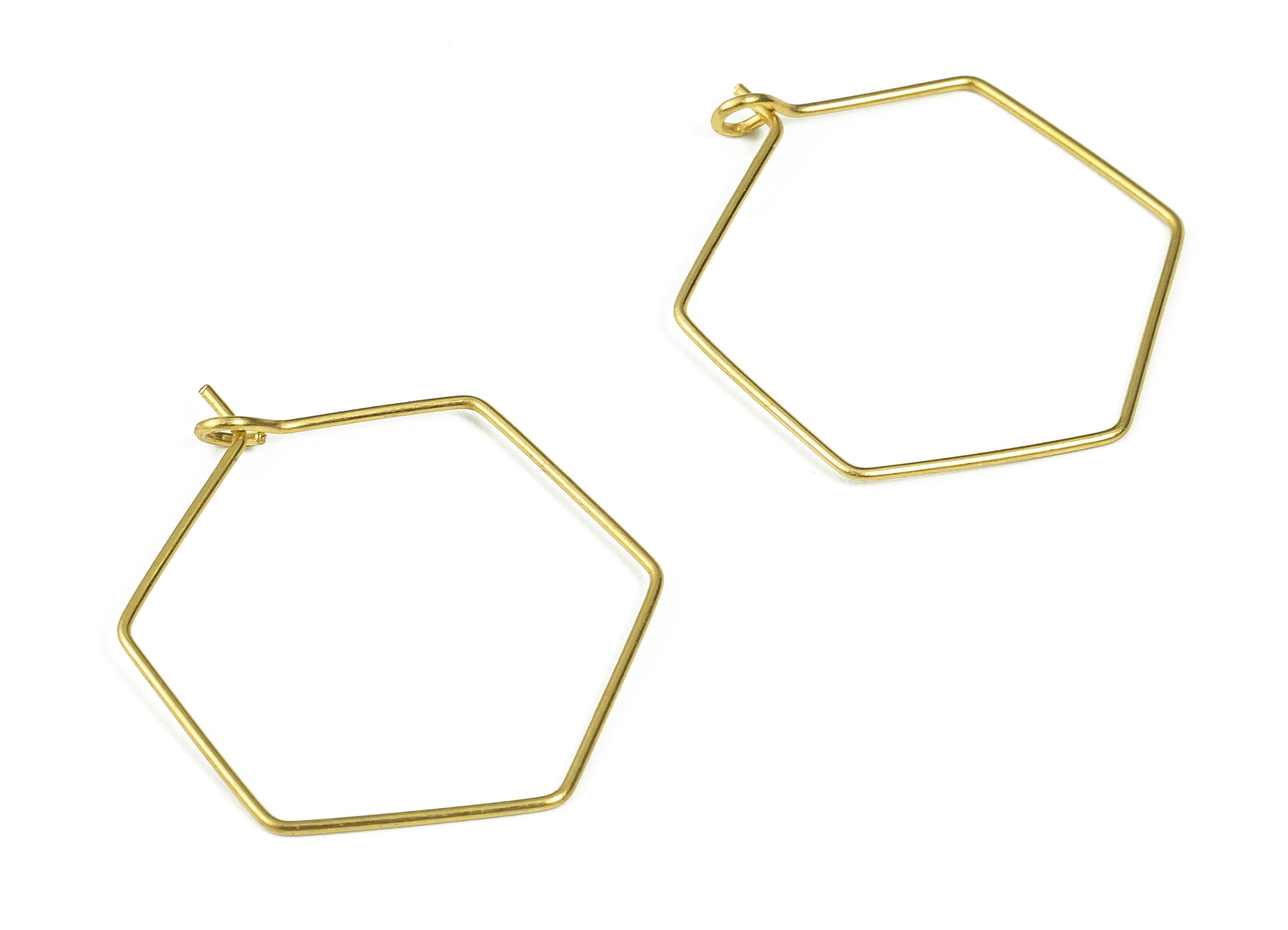 Brass Octagon Hoop Earrings - Brass Geometric Hoop Earring - Honey Hoops – Earring Findings - Jewelry Supplies - 28.06x24.43x0.66mm - PP4375 - DOMEDBAZAAR