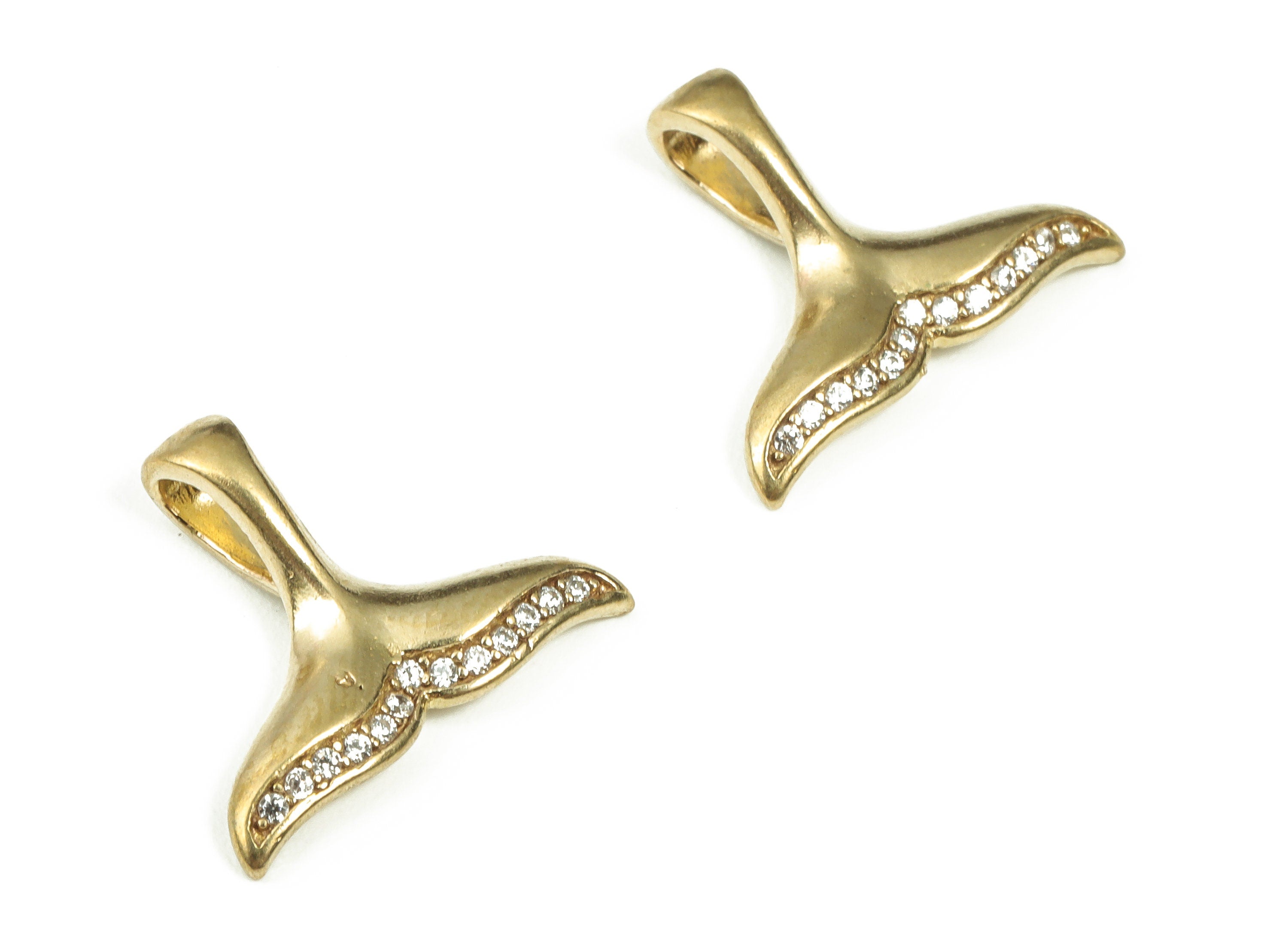 Raw Brass Fish Tail Earring Charm - Brass Dainty Fish Tail Pendant Charm with Zircon – Jewelry Making Supplies - 17.36x14.59x2.14mm - PP4391 - DOMEDBAZAAR