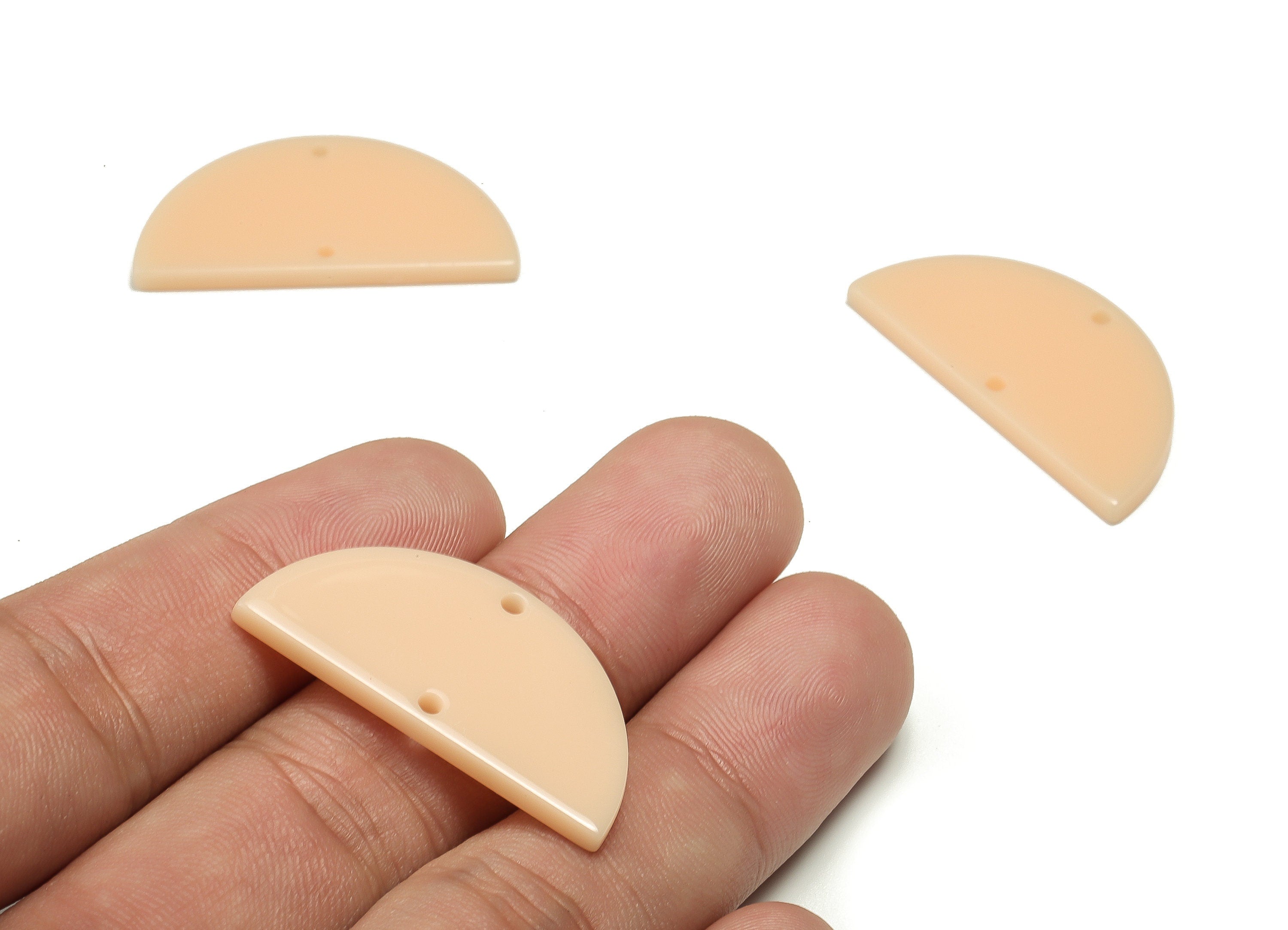 Acrylic D Earring Connector - Semi Circle Earring Connector - 2 Holes- Jewelry Supplies - Color Code:A696 - 33.73x16.74x2.47mm - AC1218-A696 - DOMEDBAZAAR