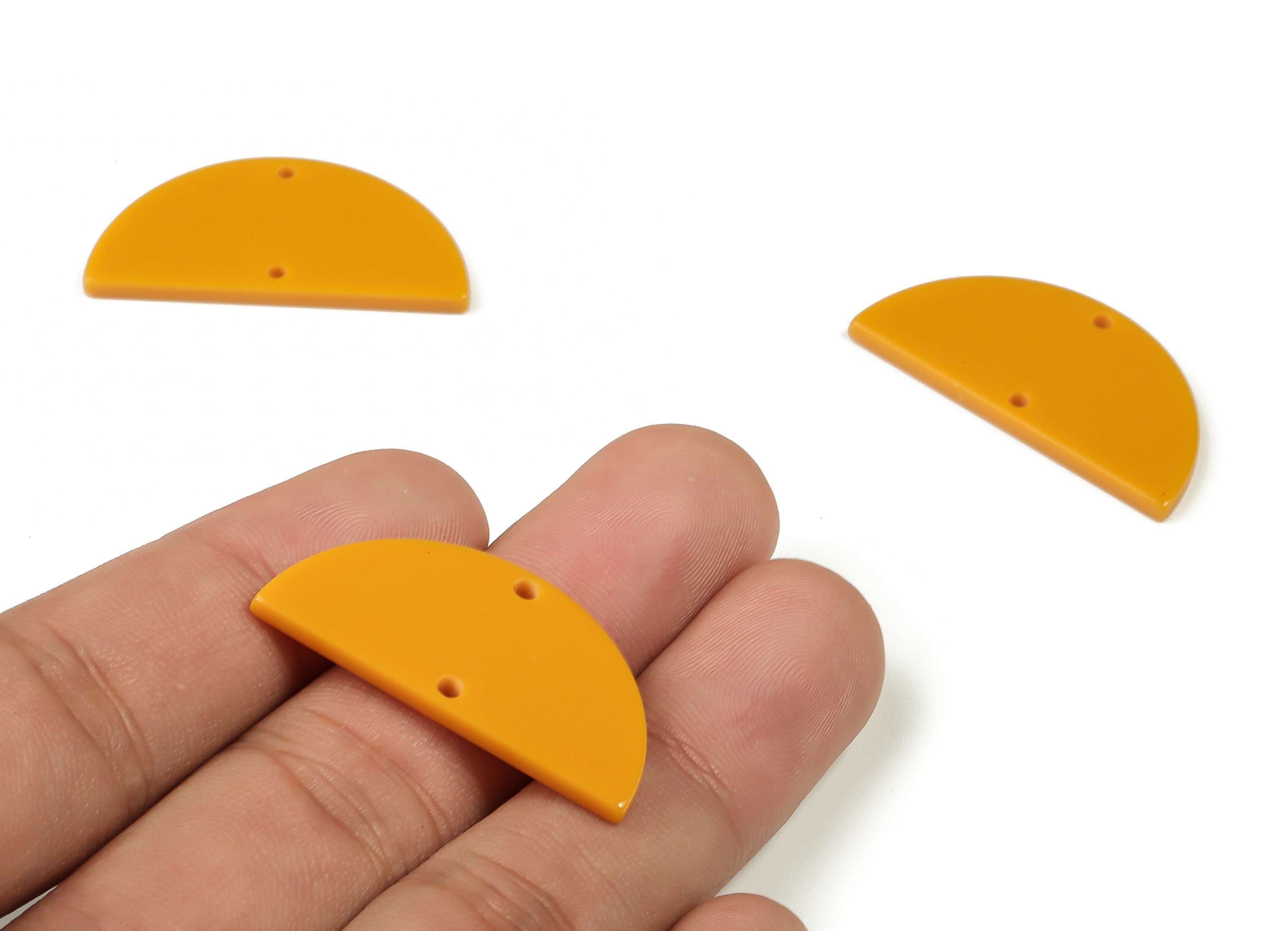 Acrylic D Earring Connector - Semi Circle Earring Connector - 2 Holes- Jewelry Supplies - Color Code:A677 - 33.76x16.81x2.16mm - AC1218-A677 - DOMEDBAZAAR