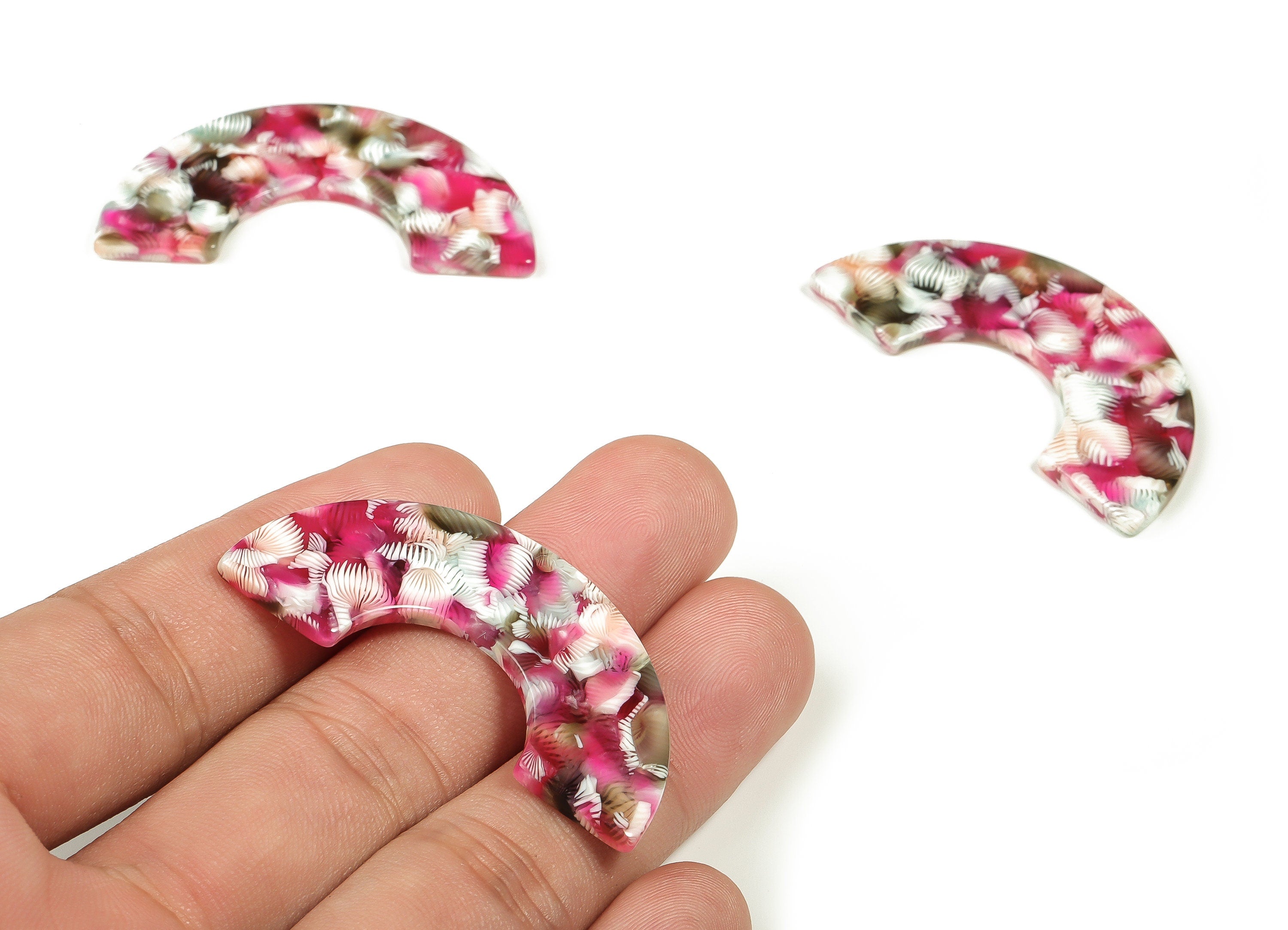 Acrylic Semicircle Earring Charm- Acrylic U Pendant - Earring Finding - Jewelry Supplies -Color Code: A663-46.51x23.54x2.59mm -AC2329-A663 - DOMEDBAZAAR