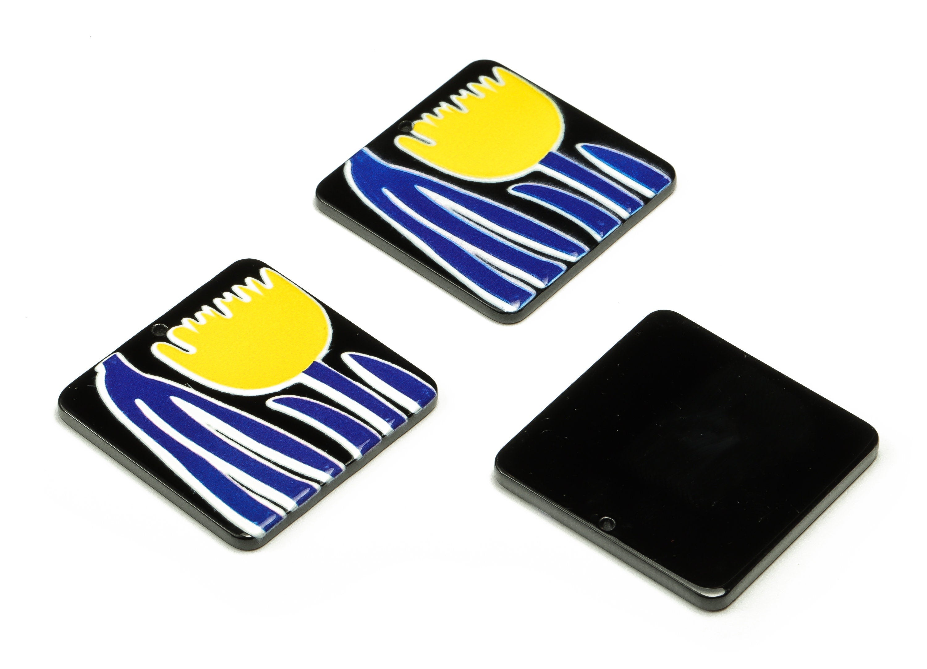 Acrylic Square Earring Charms - Acrylic Square Flower Pendant - Earring Findings - Jewelry Making Supplies - 34.85x34.75x2.27mm - AC2323 - DOMEDBAZAAR
