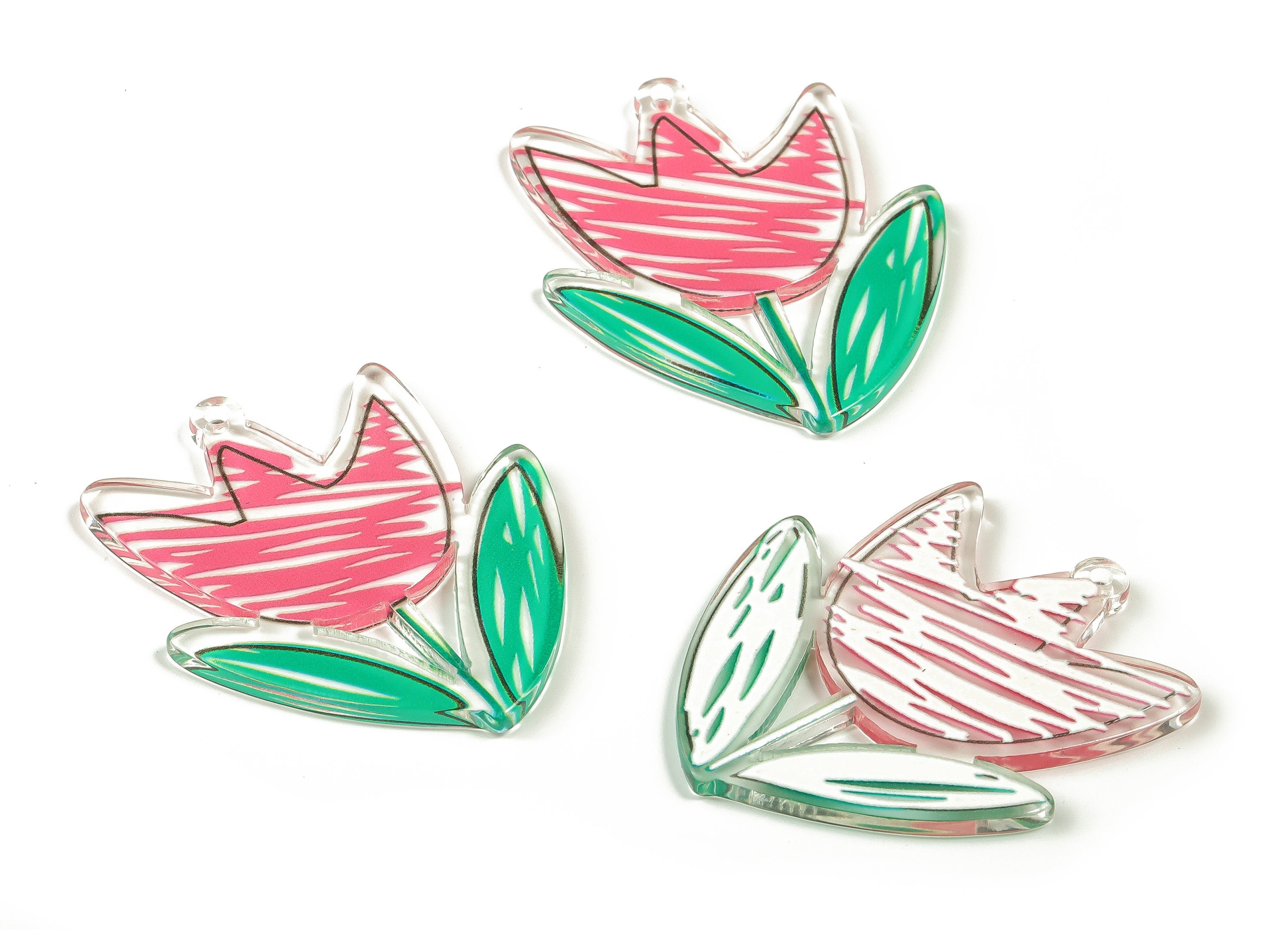 Acrylic Flower Charm - Flower Earring Charm – Flower Shape Pendant - Earring Findings - DIY Jewelry Supplies -38.47x32.72x2.48mm - AC2298 - DOMEDBAZAAR