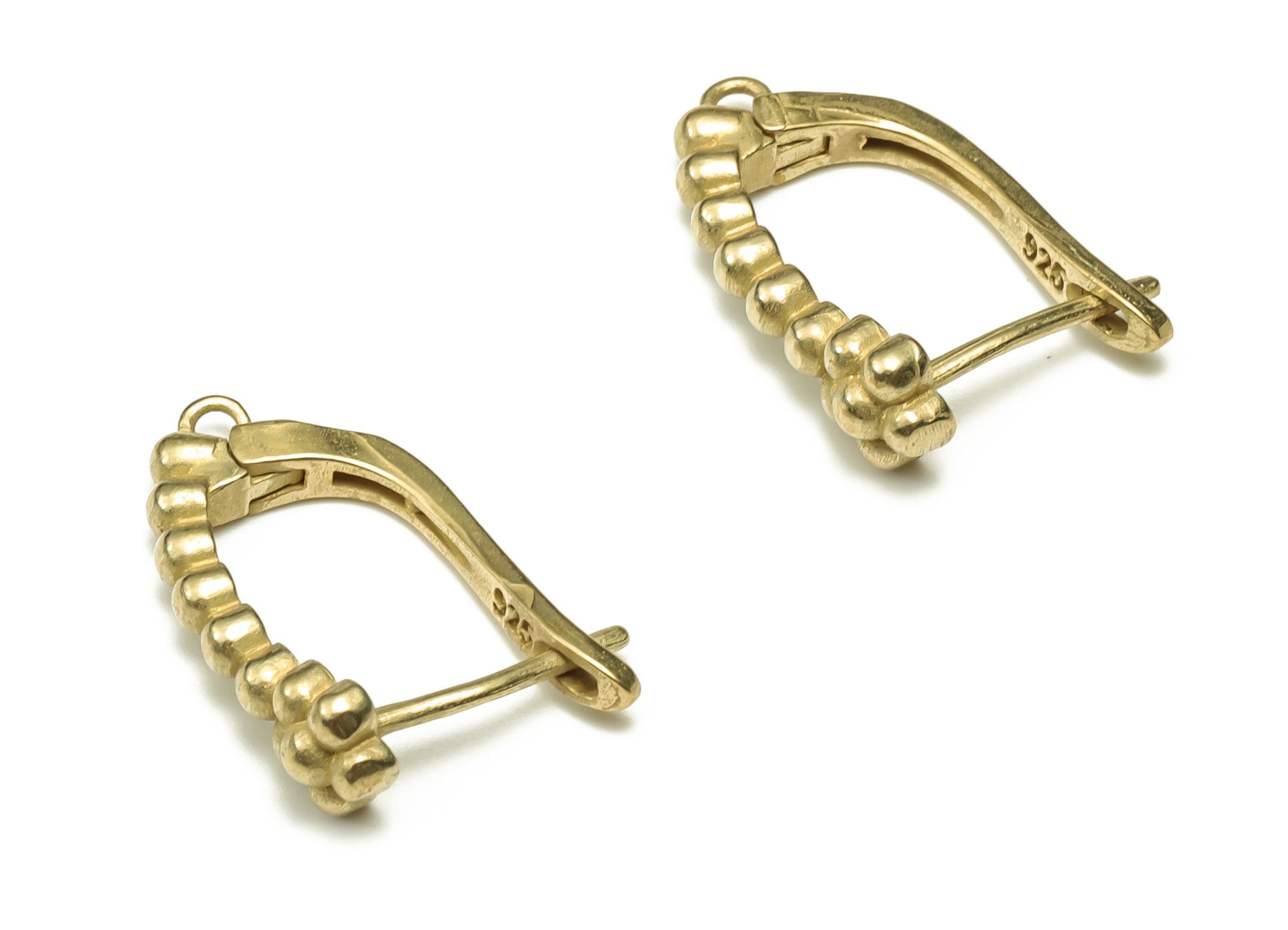 Brass Beaded Earring Stud - Brass Stud Earring With Open Ring – Earring Finding – Jewelry Making Supplies - 18.6x13.1x5.35mm - PP4650 - DOMEDBAZAAR