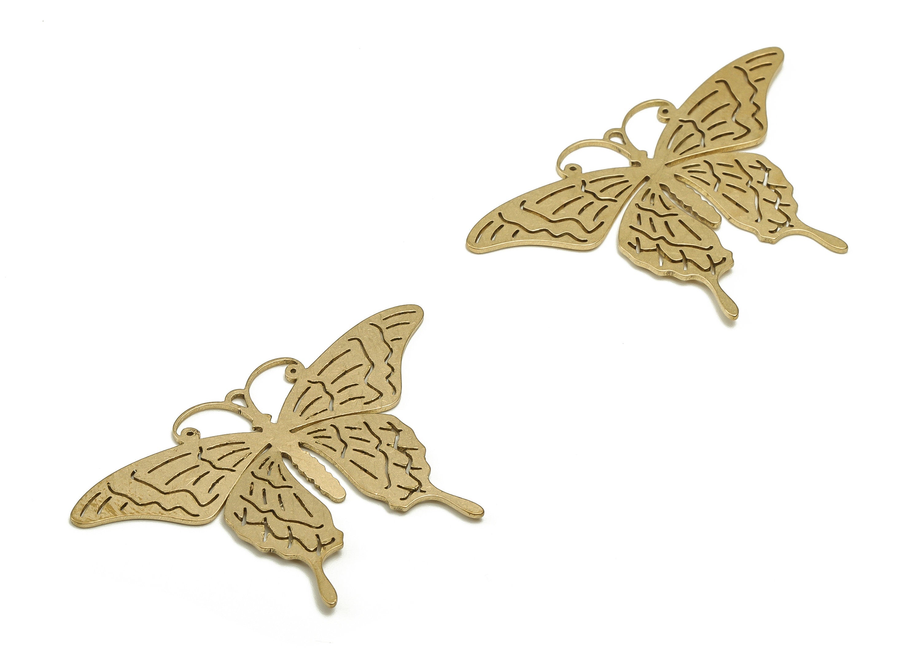 Brass Butterfly Earring Charms - Raw Brass Butterfly Pendant - Earring Findings - Jewelry Making Supplies - 27.3x41.76x0.76mm - PP4583 - DOMEDBAZAAR
