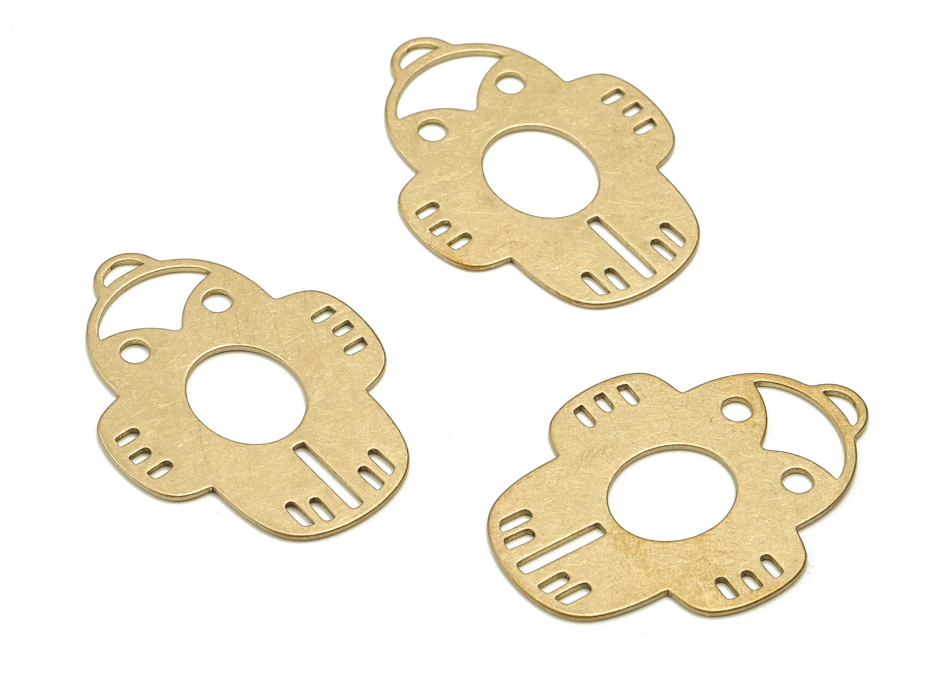Brass Robot Earring Charms - Raw Brass Robot Pendant - Earring Findings - Jewelry Making Supplies - 32.1x23.5x0.72mm - PP4582 - DOMEDBAZAAR