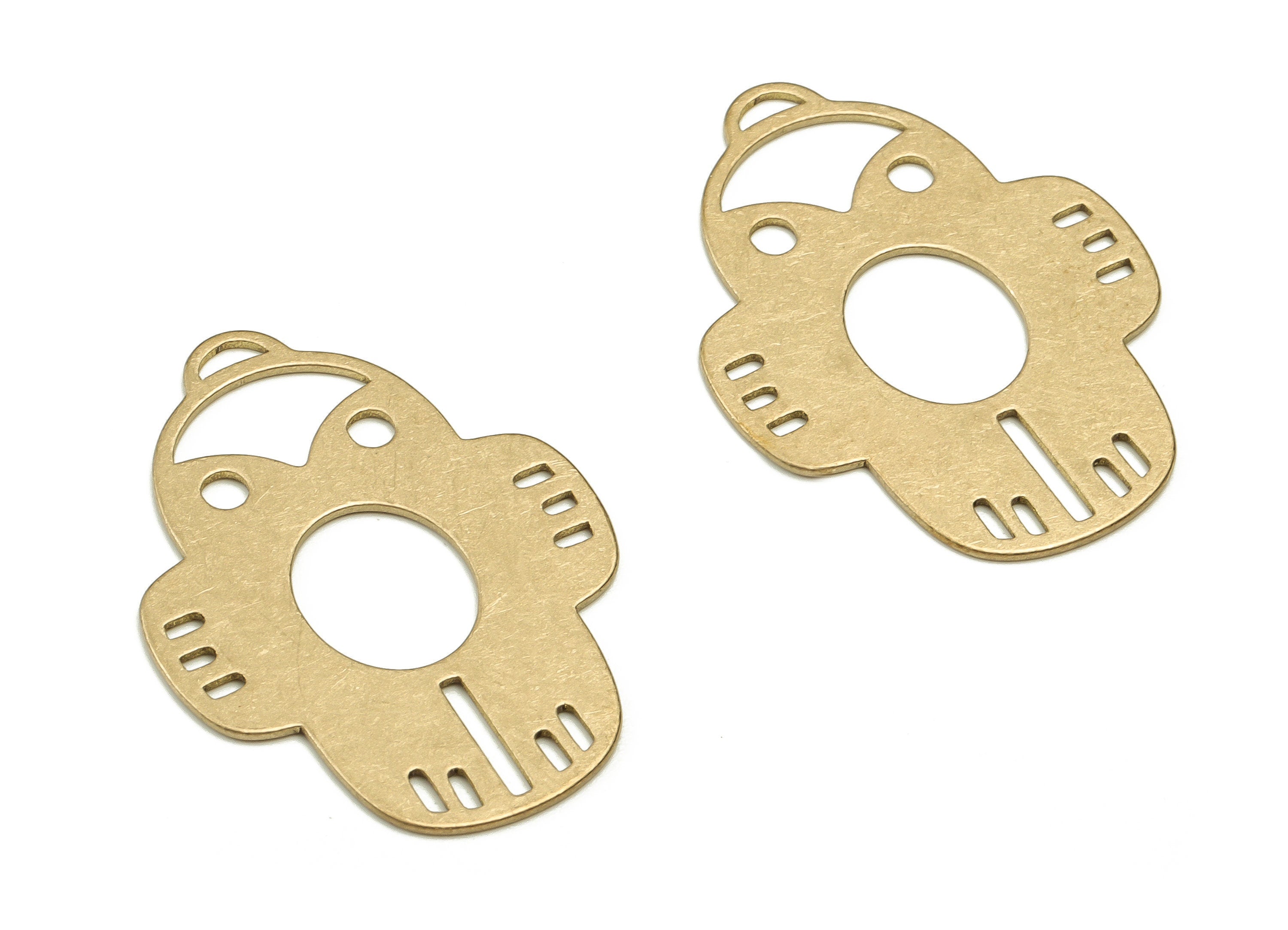 Brass Robot Earring Charms - Raw Brass Robot Pendant - Earring Findings - Jewelry Making Supplies - 32.1x23.5x0.72mm - PP4582 - DOMEDBAZAAR