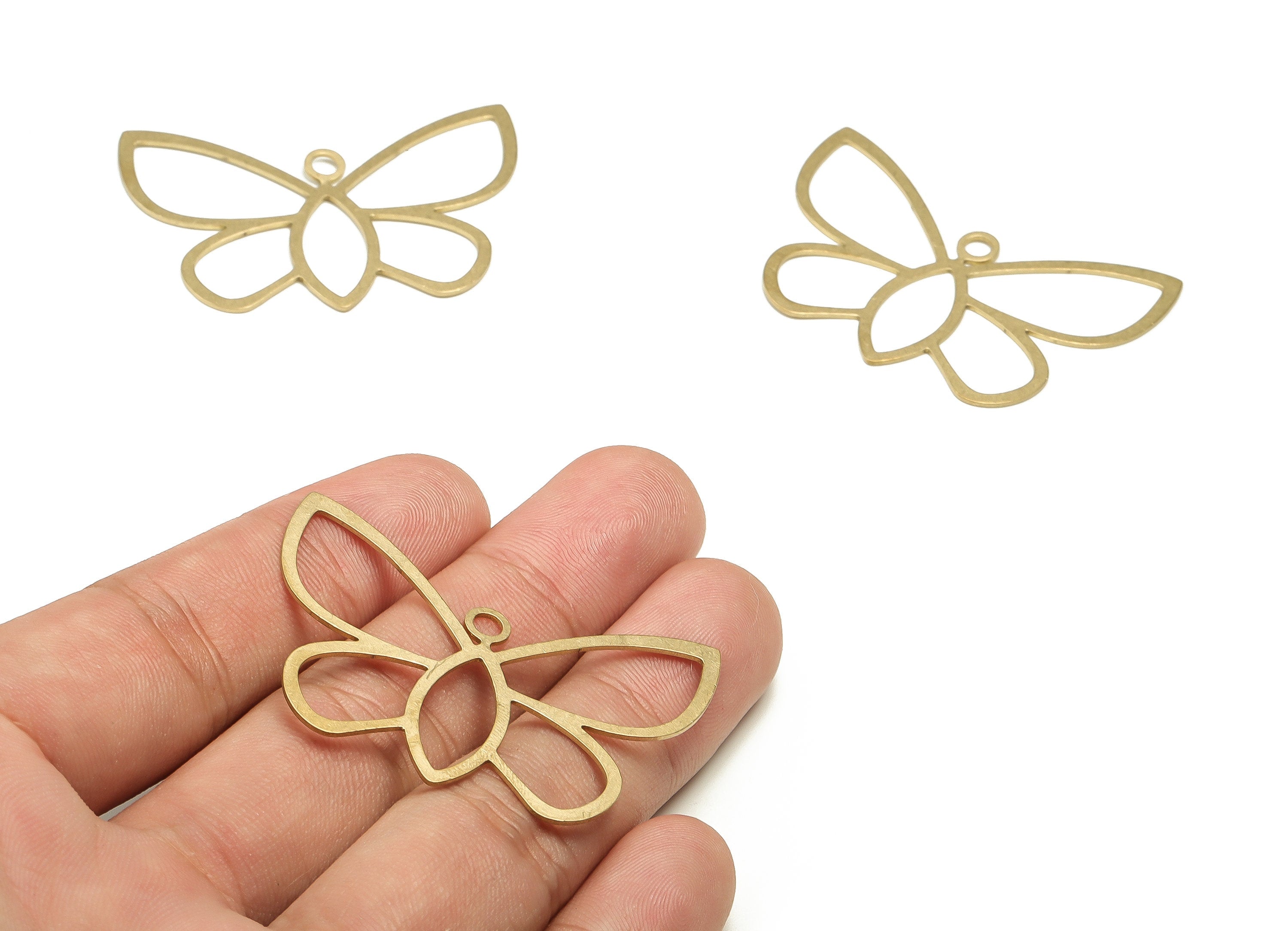 Brass Butterfly Earring Charms - Raw Brass Butterfly Pendant - Earring Findings - Jewelry Making Supplies - 33.7x46.5x0.72mm - PP4579 - DOMEDBAZAAR
