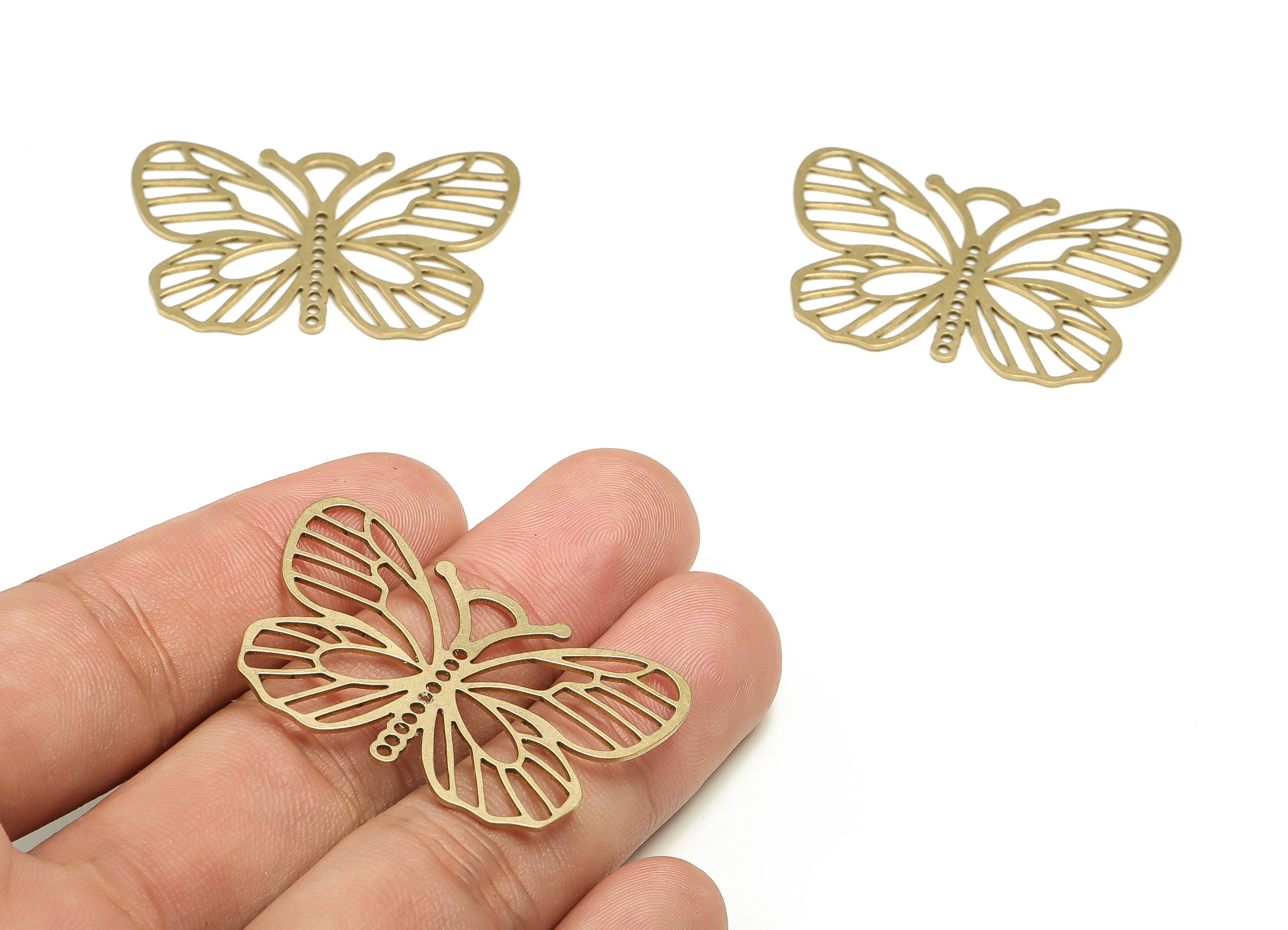 Brass Butterfly Earring Charms - Raw Brass Butterfly Pendant - Earring Findings - Jewelry Making Supplies - 27.85x41x0.72mm - PP4584 - DOMEDBAZAAR