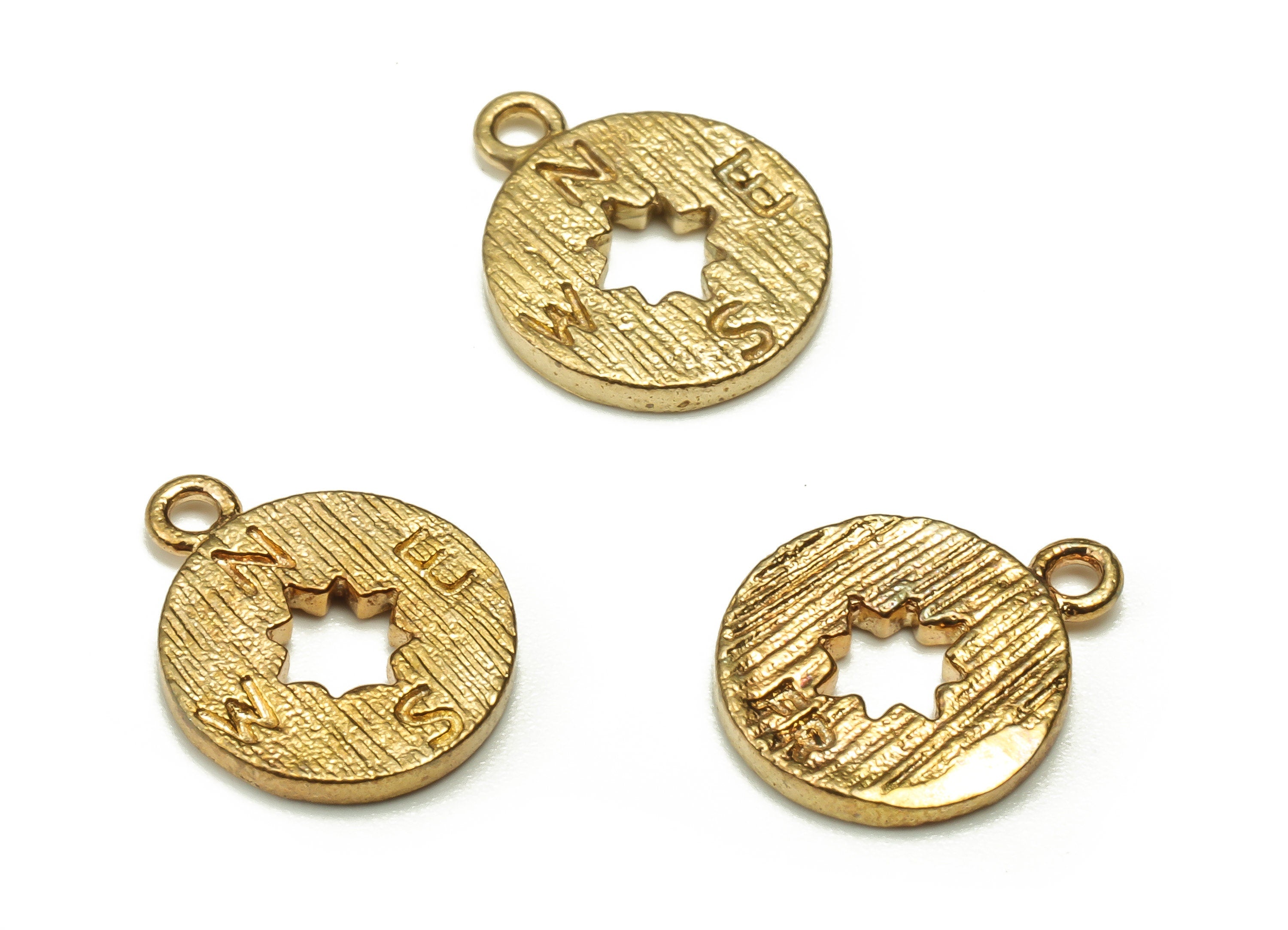 Brass Round Star Earring Charms - Raw Brass Circle Pendant - Earring Findings - Jewelry Making Supplies - 11.7x9.5x1.2mm - PP4654 - DOMEDBAZAAR