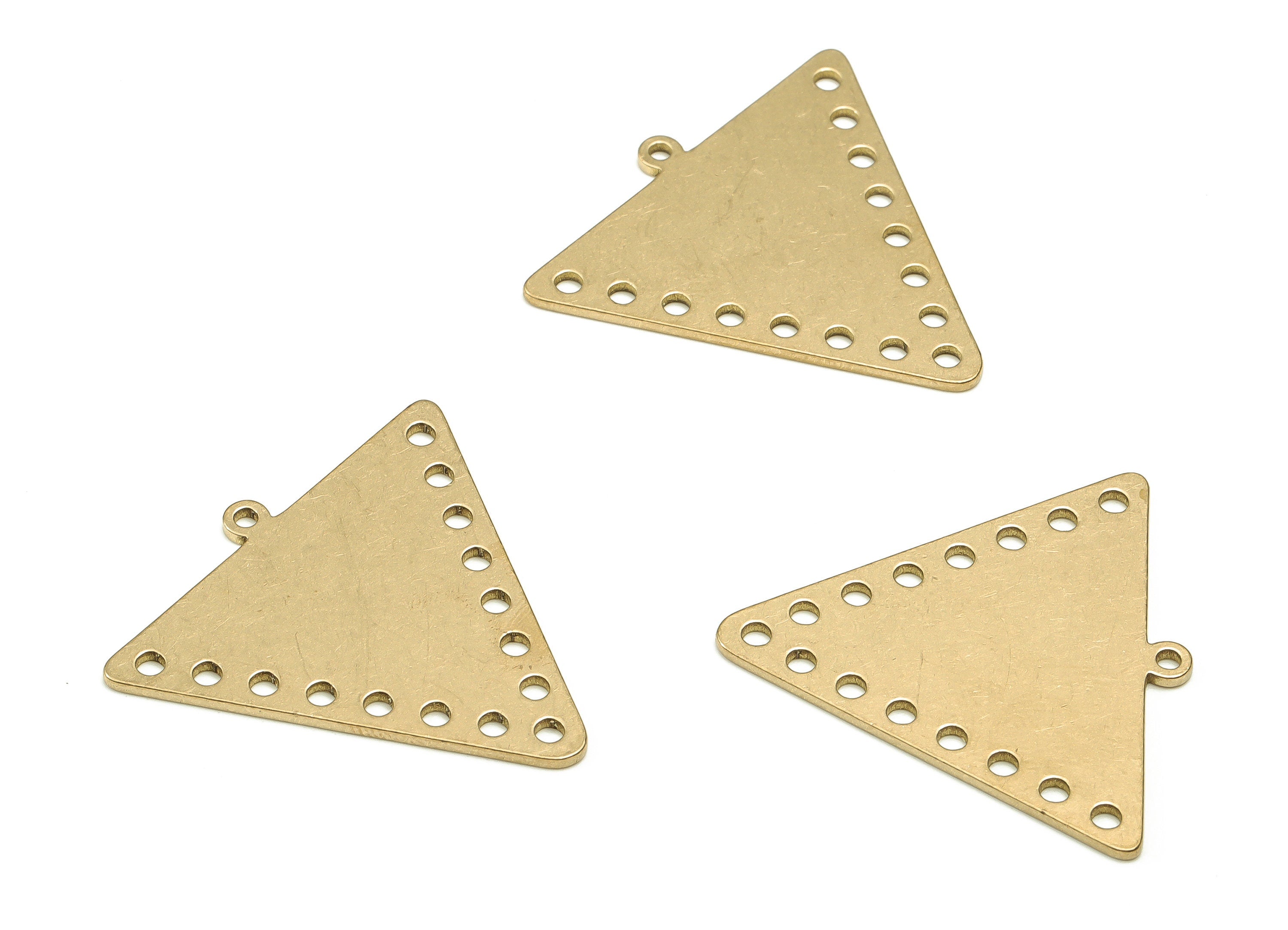 Brass Triangle Earring Connector - Raw Brass Triangle Charms - 16 Holes - Earring Finding - Jewelry Making Supplies - 29.4x30x1mm - PP4594 - DOMEDBAZAAR
