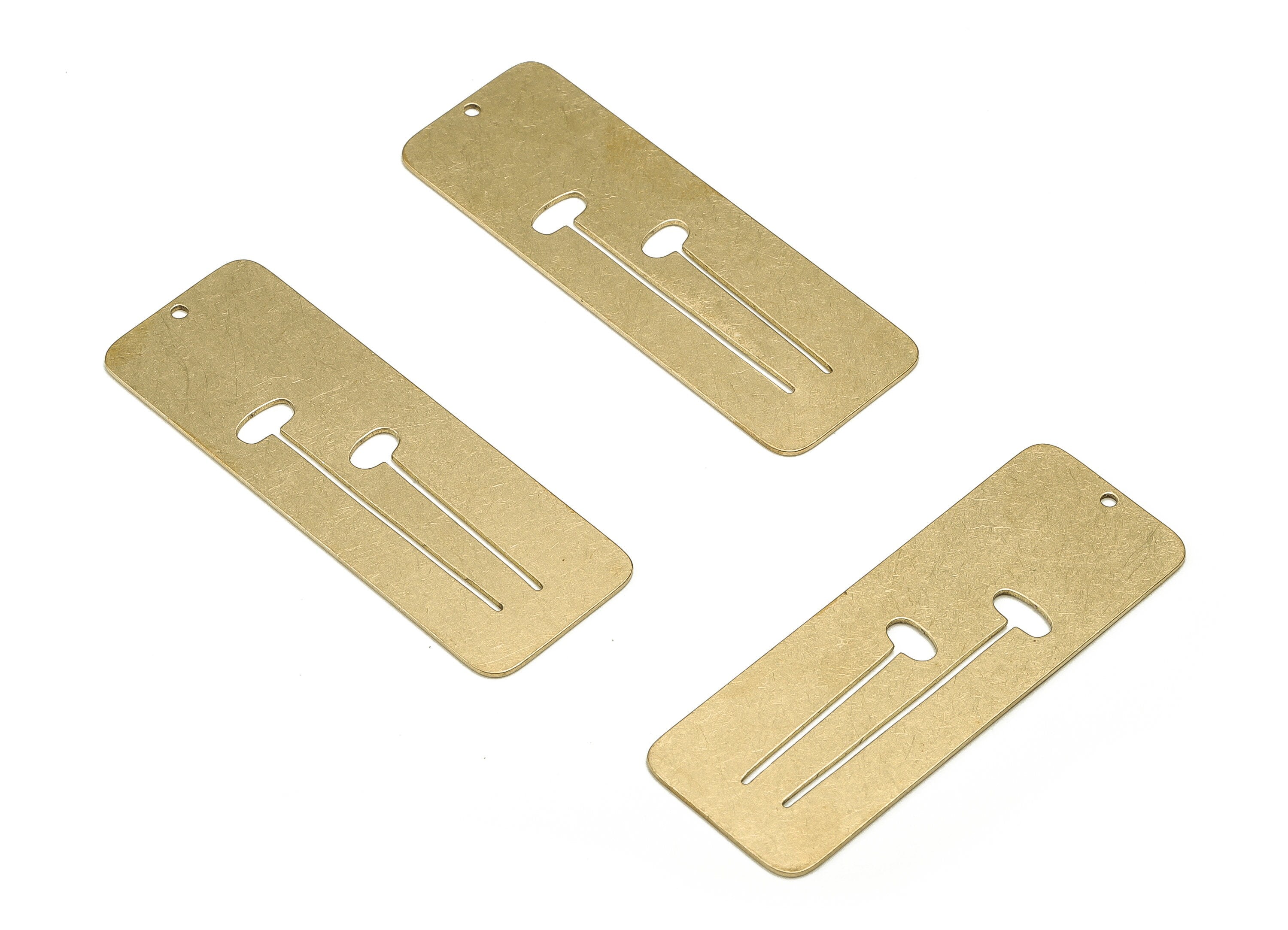 Brass Rectangle Earring Charms - Raw Brass Rectangle Pendant - Earring Findings - Jewelry Making Supplies - 51.5x18.4x0.75mm - PP4572 - DOMEDBAZAAR