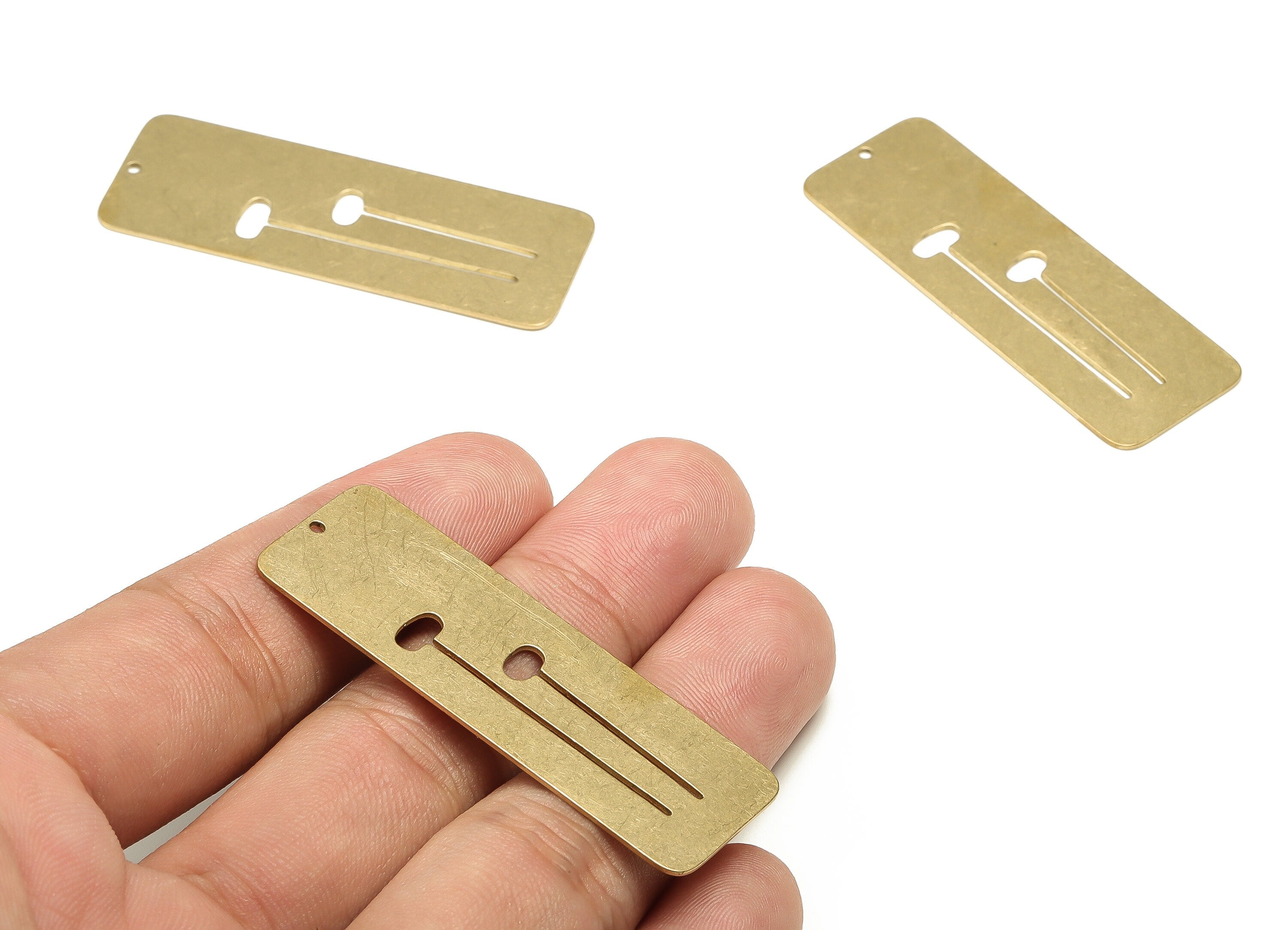Brass Rectangle Earring Charms - Raw Brass Rectangle Pendant - Earring Findings - Jewelry Making Supplies - 51.5x18.4x0.75mm - PP4572 - DOMEDBAZAAR
