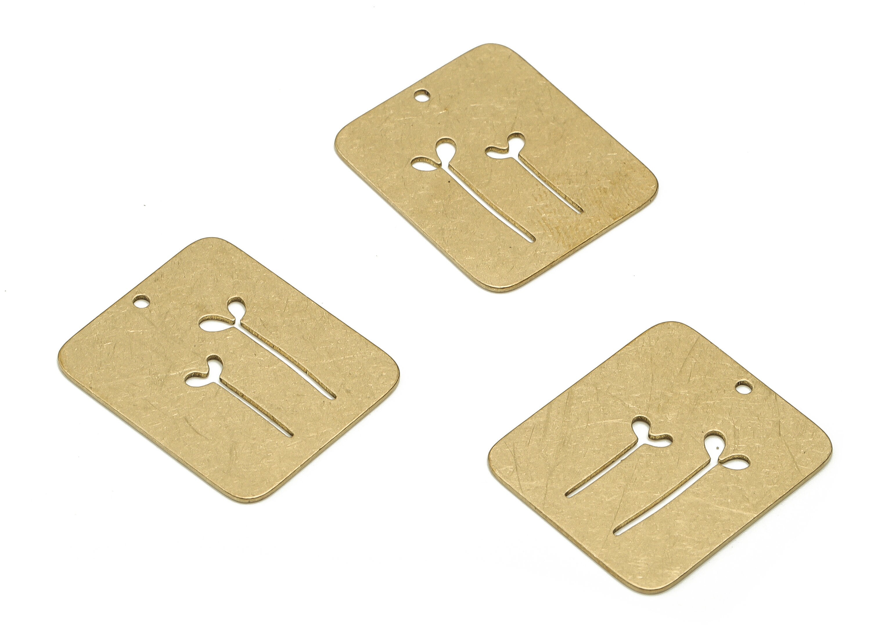 Brass Square Earring Charms - Raw Brass Square Pendant - Earrings Findings - Jewelry Making Supplies - 24.54x21x0.7mm - PP4573 - DOMEDBAZAAR