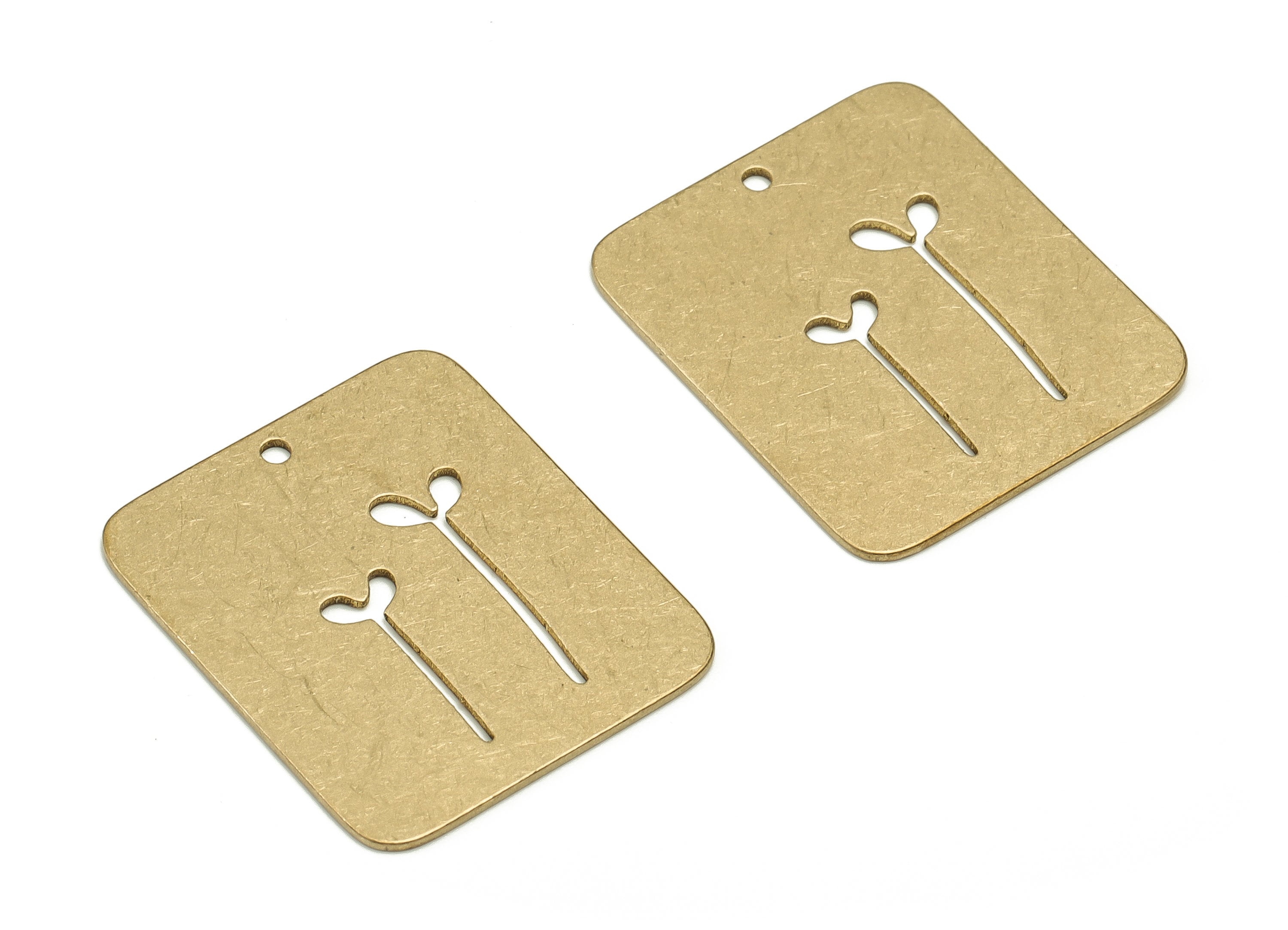 Brass Square Earring Charms - Raw Brass Square Pendant - Earrings Findings - Jewelry Making Supplies - 24.54x21x0.7mm - PP4573 - DOMEDBAZAAR