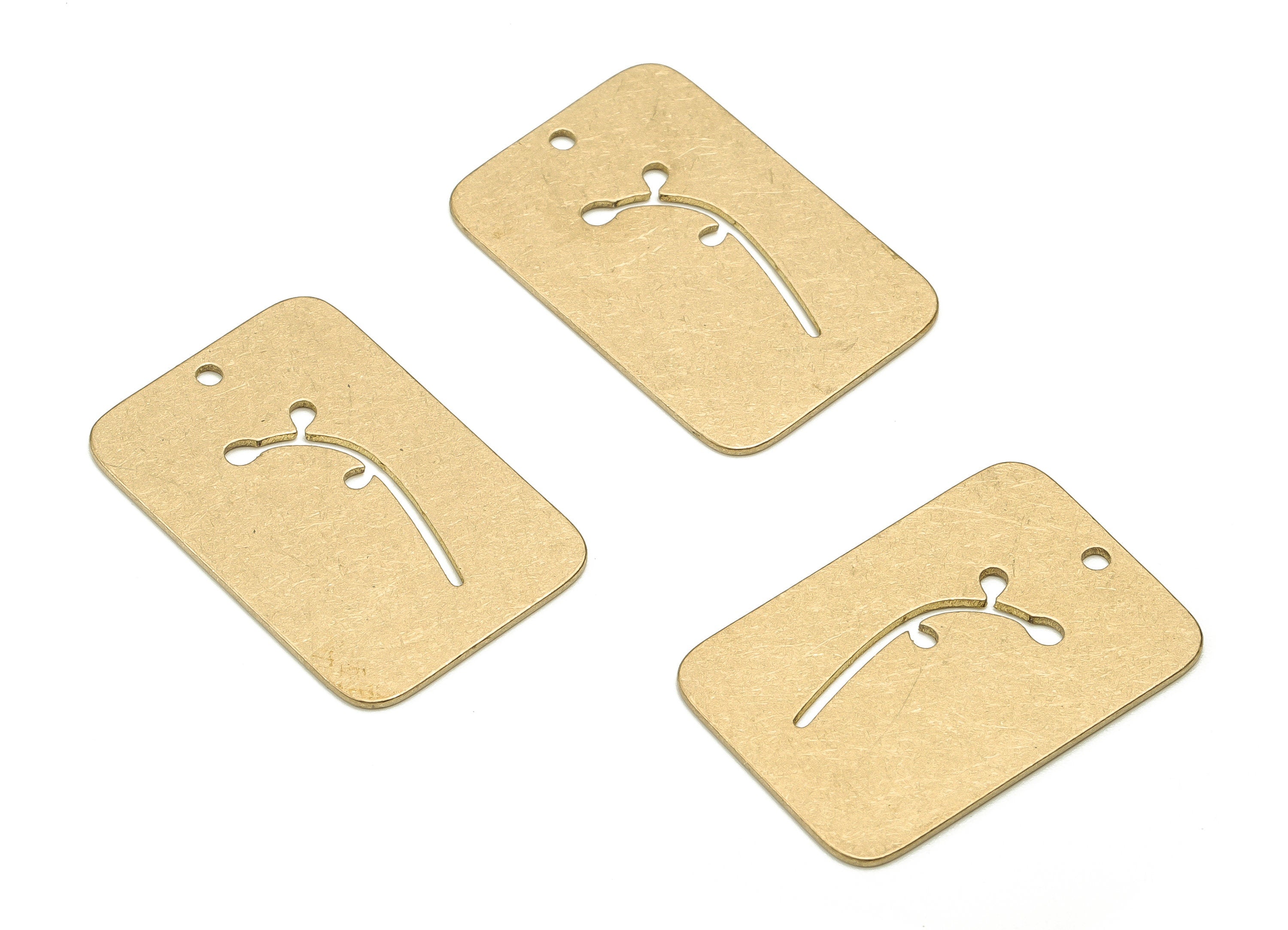 Brass Rectangle Earring Charms - Raw Brass Flower Rectangle Pendant - Earring Findings - Jewelry Making Supplies - 26x7.45x0.7mm - PP4574 - DOMEDBAZAAR