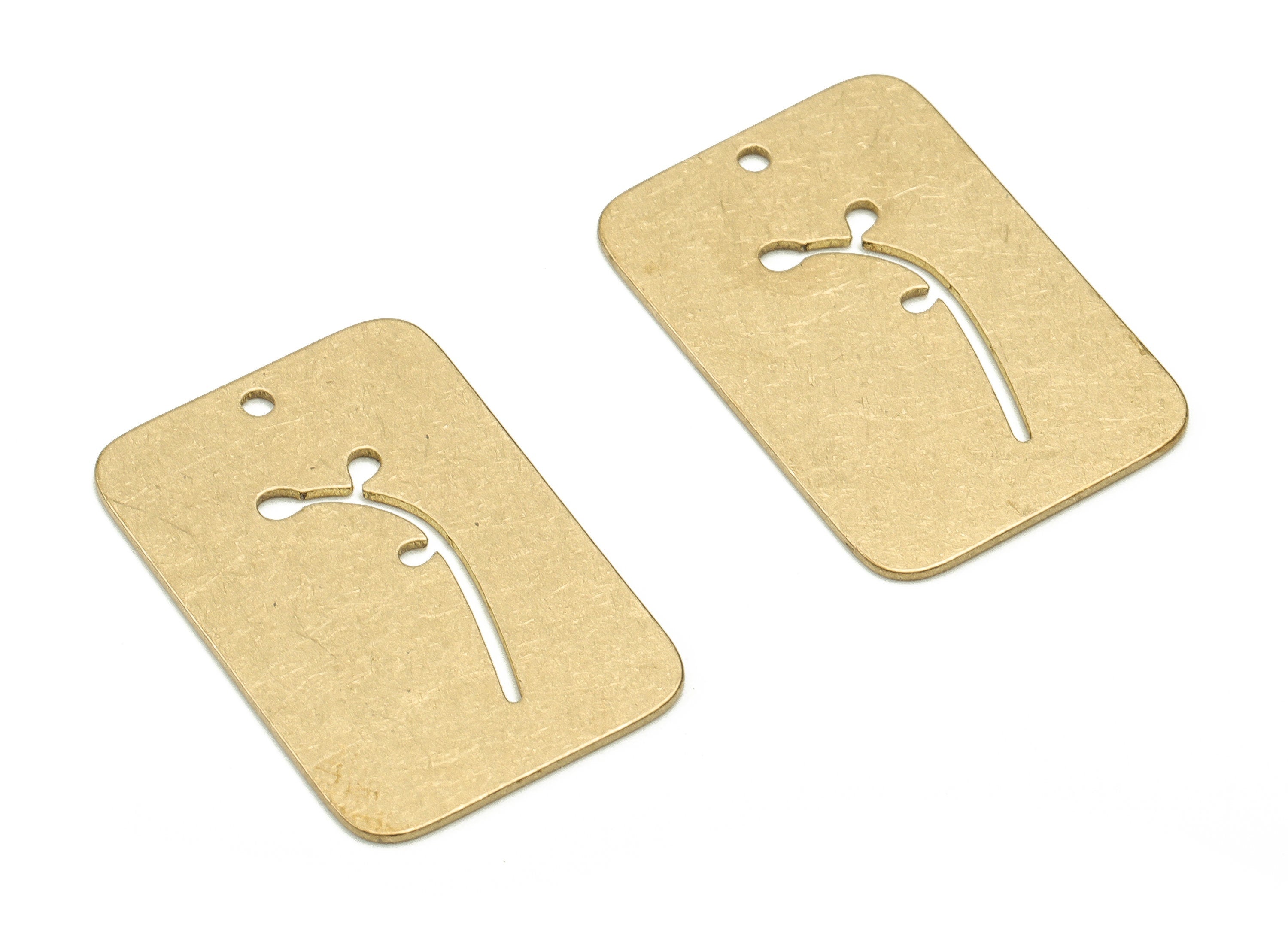 Brass Rectangle Earring Charms - Raw Brass Flower Rectangle Pendant - Earring Findings - Jewelry Making Supplies - 26x7.45x0.7mm - PP4574 - DOMEDBAZAAR