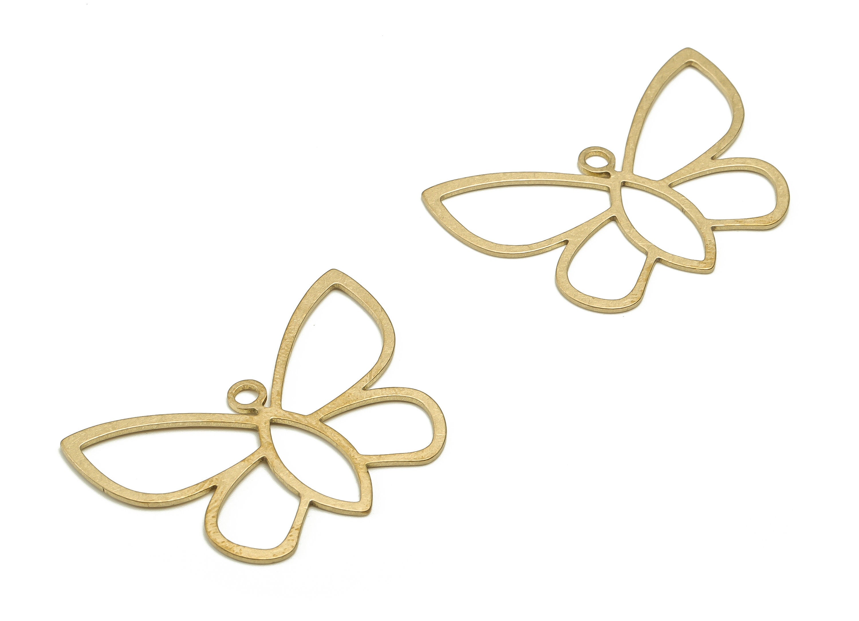 Brass Butterfly Earring Charms - Raw Brass Butterfly Pendant - Earring Findings - Jewelry Making Supplies - 23.25x33.65x0.72mm - PP4580 - DOMEDBAZAAR