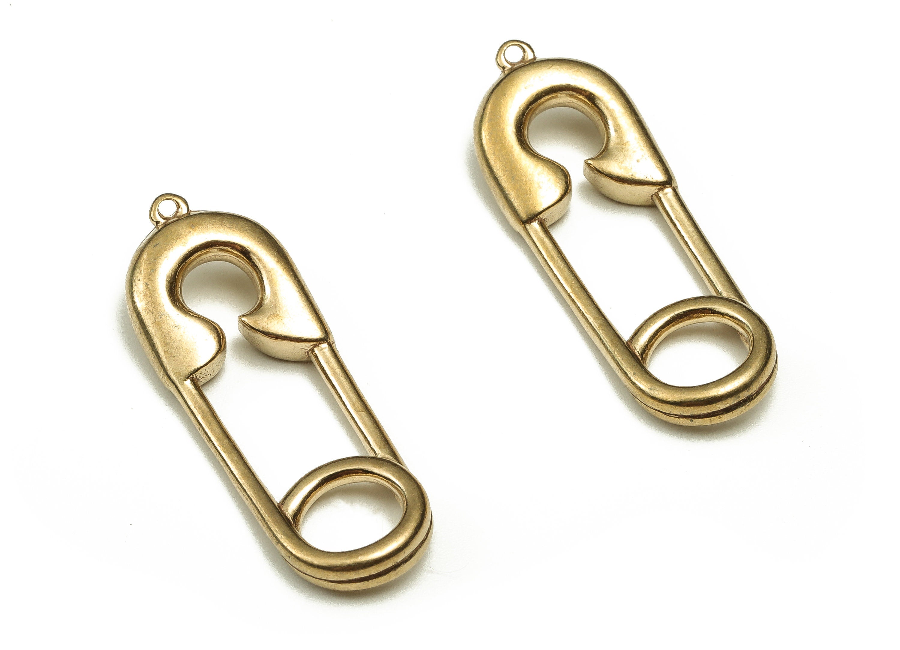 Brass Lock Pin Earring Charms - Raw Brass Lock Pin Pendant - Earring Finding - DIY Jewelry Making Supplies - 30.87x11.03x3.19mm - PP4672 - DOMEDBAZAAR