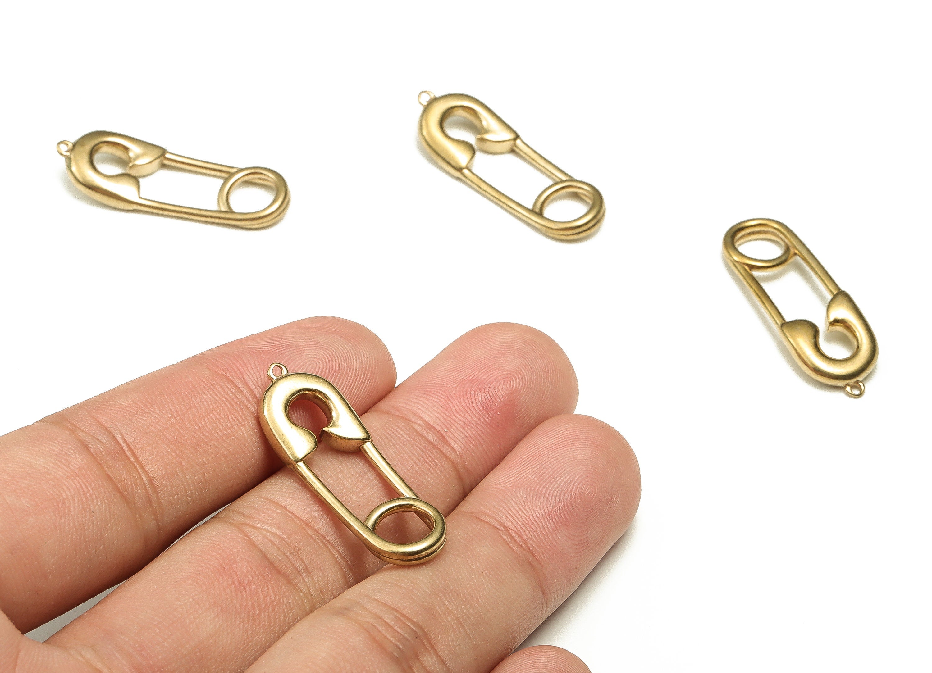 Brass Lock Pin Earring Charms - Raw Brass Lock Pin Pendant - Earring Finding - DIY Jewelry Making Supplies - 30.87x11.03x3.19mm - PP4672 - DOMEDBAZAAR