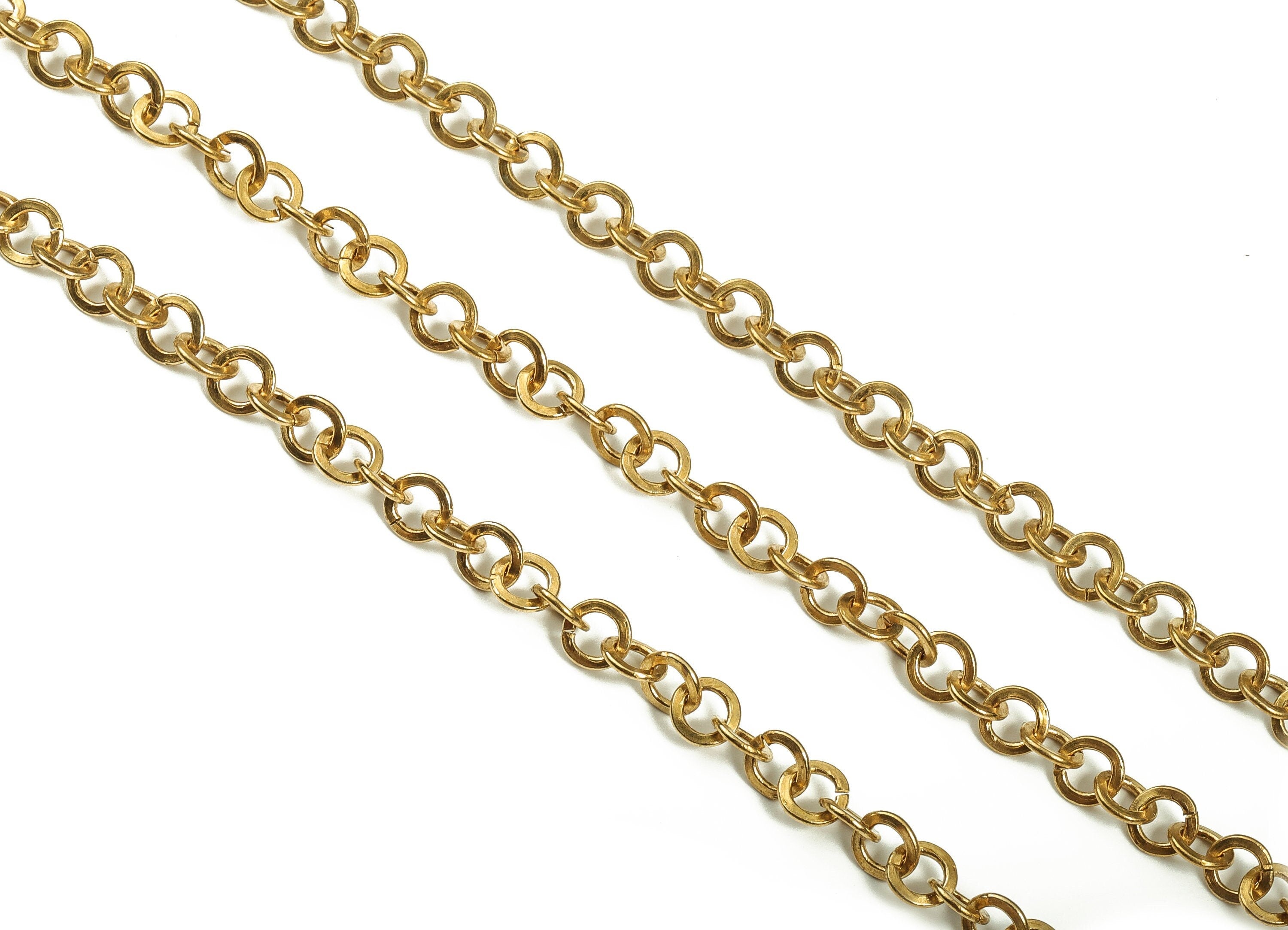 Flat Round Link Cable Chain - Raw Brass - Unsoldered - Brass Cable Chain - 0.30&quot; x 0.28&quot; x 0.03&quot; - for Necklace  Jewellery Making - CC1033 - DOMEDBAZAAR