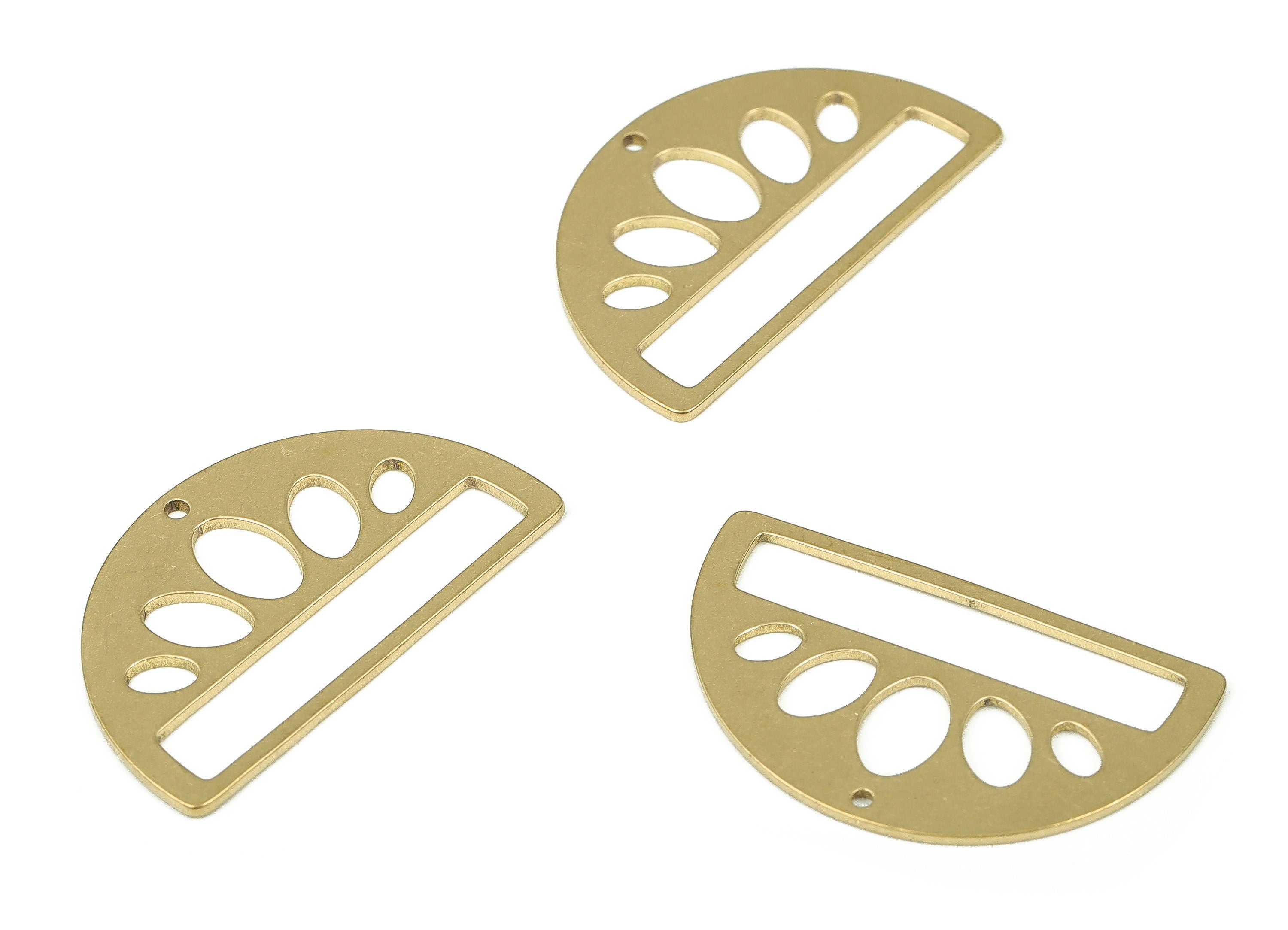 Brass Half Moon Earring Connectors - Raw Brass Semi Circle Charms - Earrings Finding - Jewelry Making Supplies -27.91x16.47x0.82mm- PP4333 - DOMEDBAZAAR