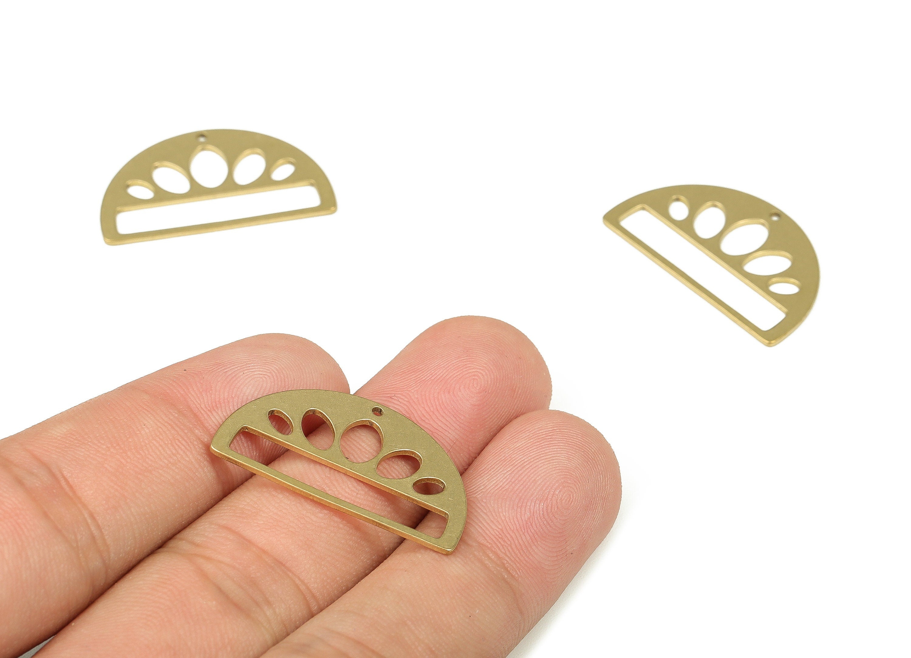Brass Half Moon Earring Connectors - Raw Brass Semi Circle Charms - Earrings Finding - Jewelry Making Supplies -27.91x16.47x0.82mm- PP4333 - DOMEDBAZAAR