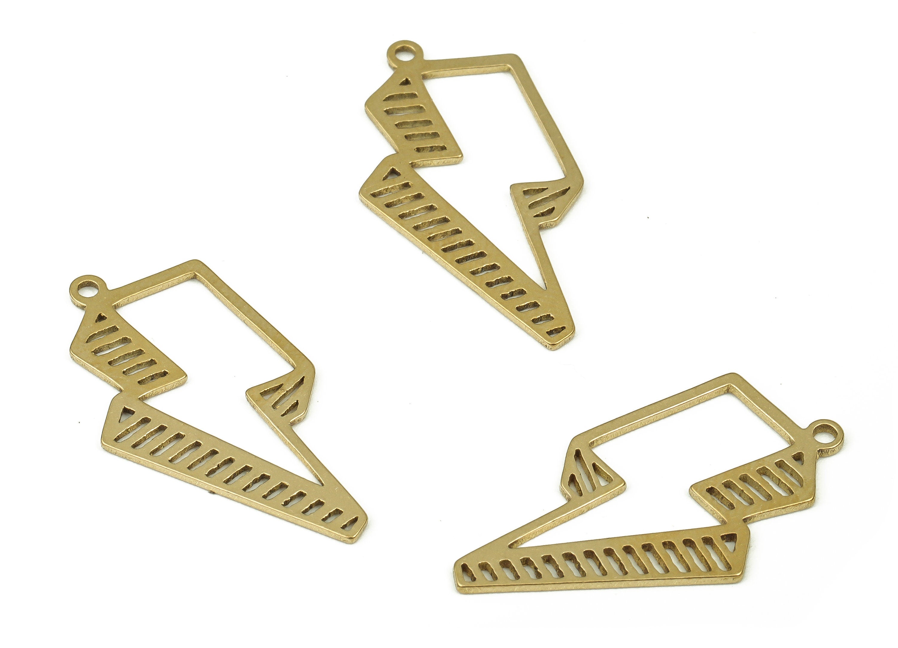 Brass Lighting Thunderbolt Pendant Charm - Raw Brass Thunderbolt Earring Charms - DIY Jewelry Making Supplies -24.33x12.71x0.69mm- PP4326 - DOMEDBAZAAR
