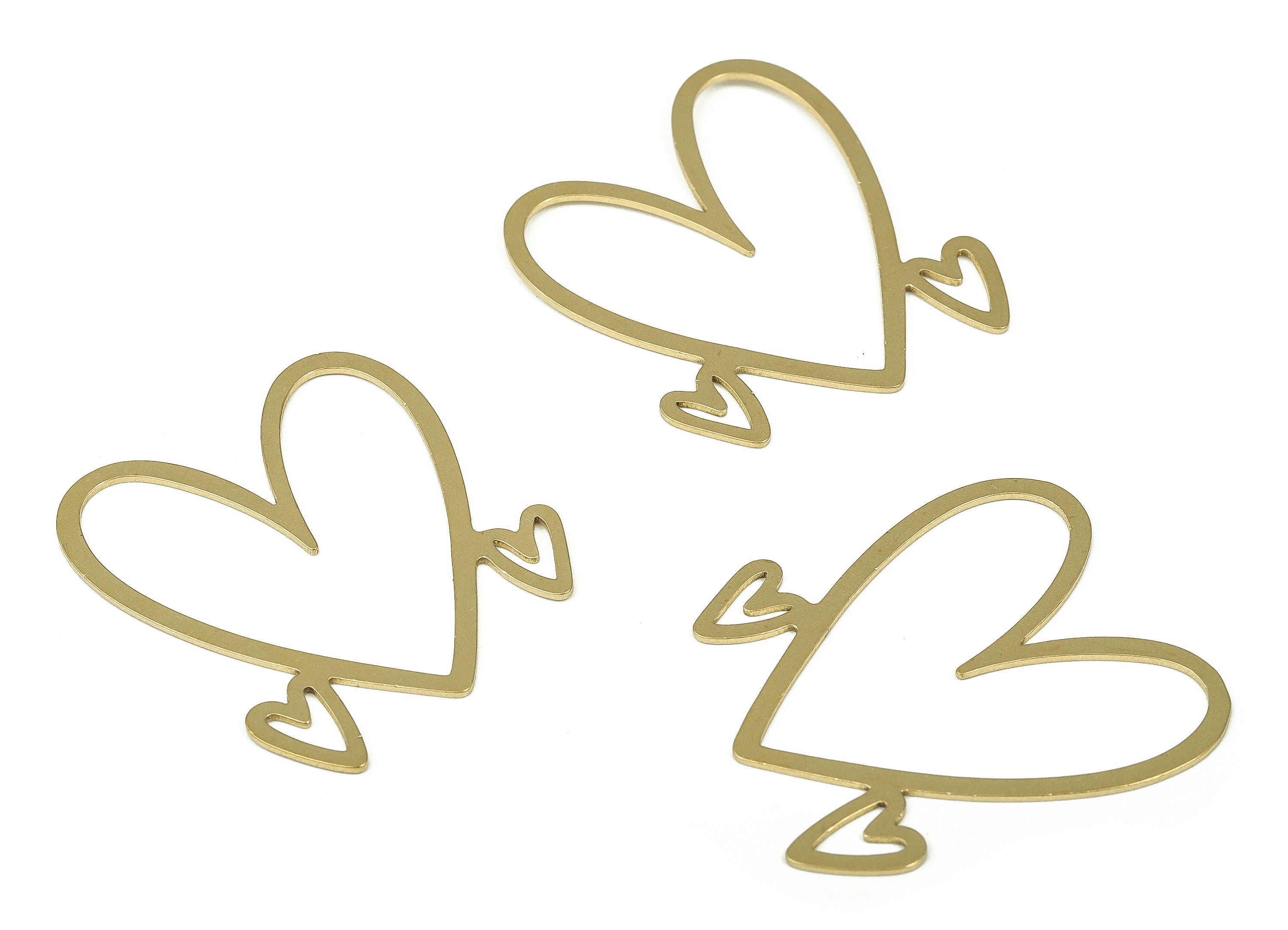 Brass Heart Earring Charms - Raw Brass Heart Pendant - Earrings Finding - Jewelry Making Supplies - 28.87x26.95x0.68mm - PP4305 - DOMEDBAZAAR