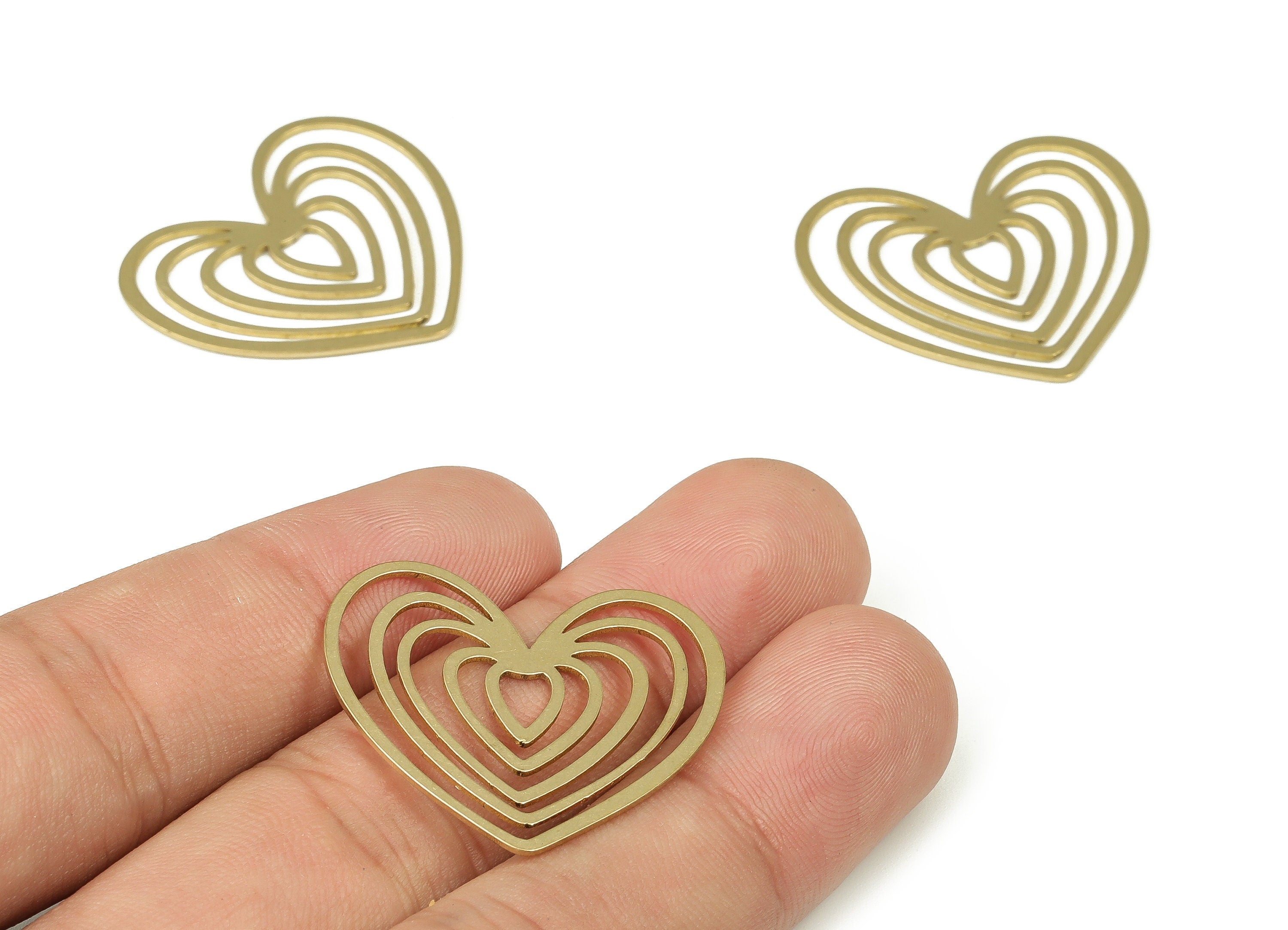 Raw Brass Heart Connector – Heart Pendant Charm - Heart Earring Charms – Jewelry Making Supplies - 29.79x27.01x0.72mm - PP4268 - DOMEDBAZAAR