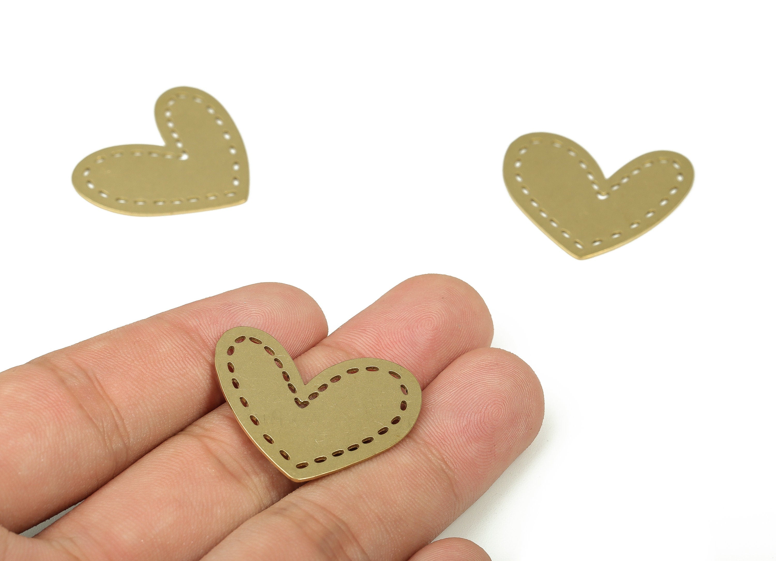 Personalized stamping blank - Raw Brass Heart Pendant Charm – Brass Heart Earring Charm – Earring Findings - 30.06×25.75×0.71mm - PP4284 - DOMEDBAZAAR