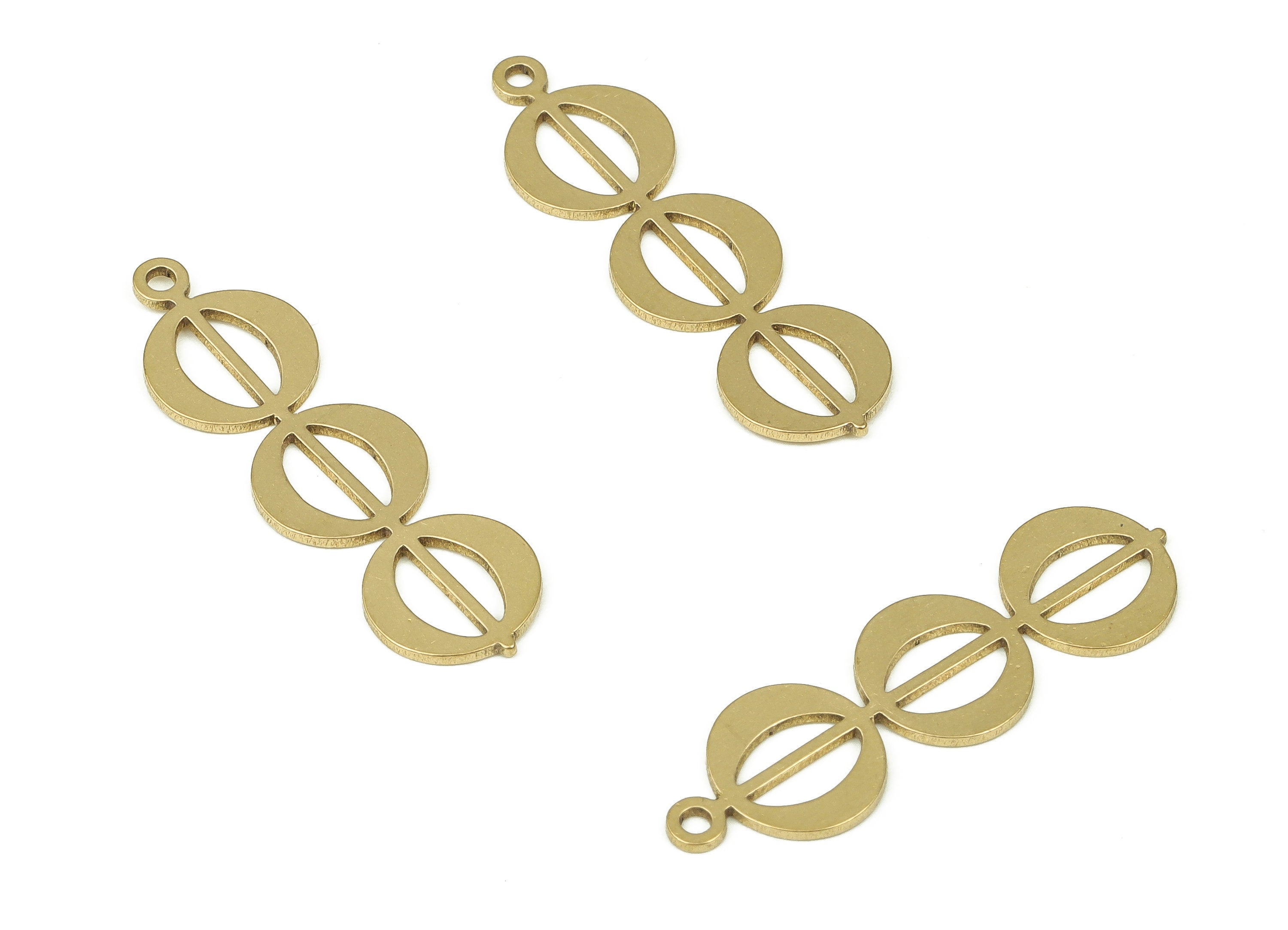 Raw Brass More Round Earring Charms - Brass More Circle Pendant Charm - Earrings Finding - Jewelry Making Supplies -29.84x8.8x0.7mm- PP4342 - DOMEDBAZAAR