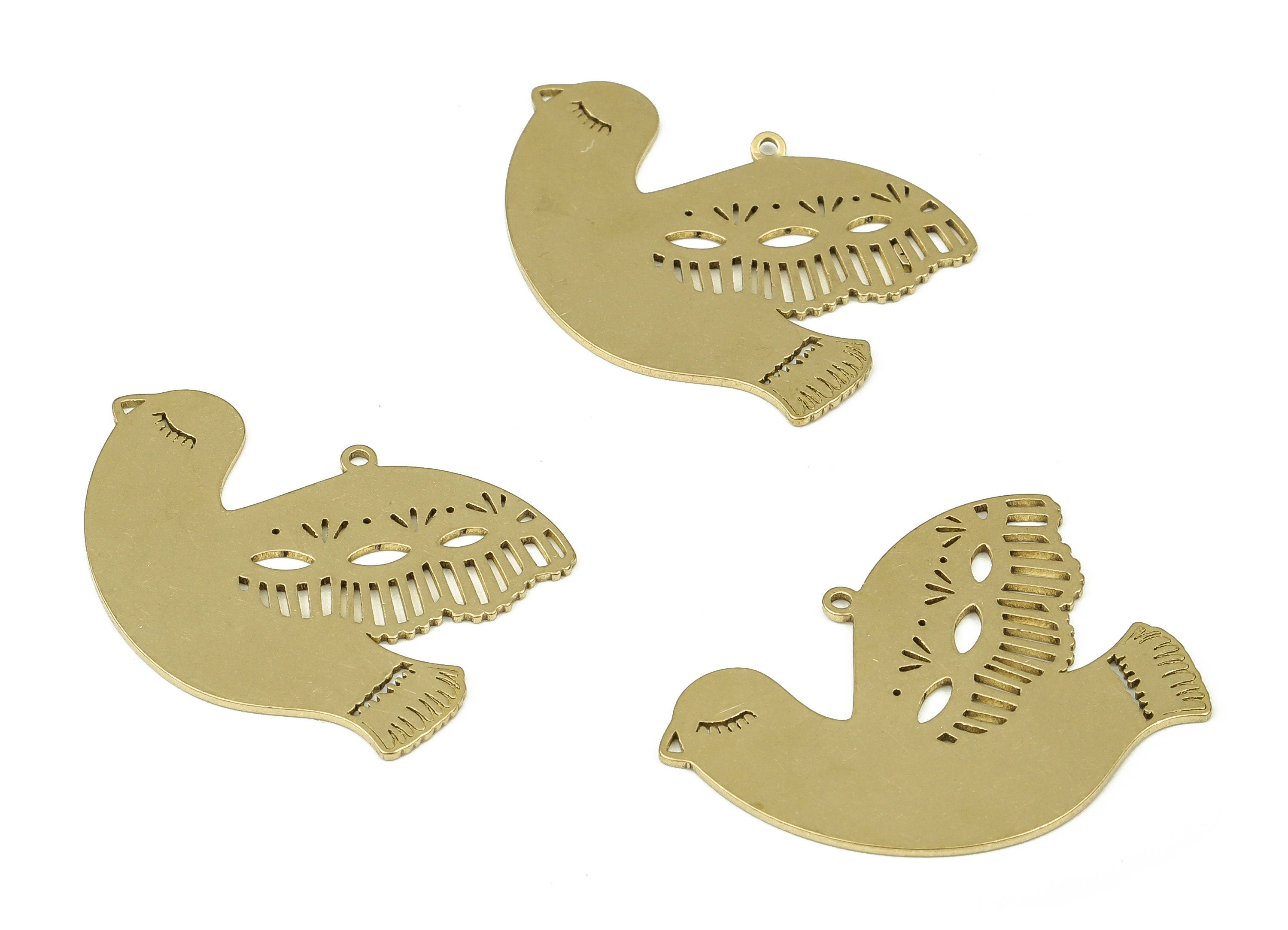Brass Dove Bird Charms – Raw Brass Bird Pendant Charm – Mini Bird Earring Charms – DIY Jewelry Supplies - 31.11 x 23.16 x 0.7mm - PP4263 - DOMEDBAZAAR