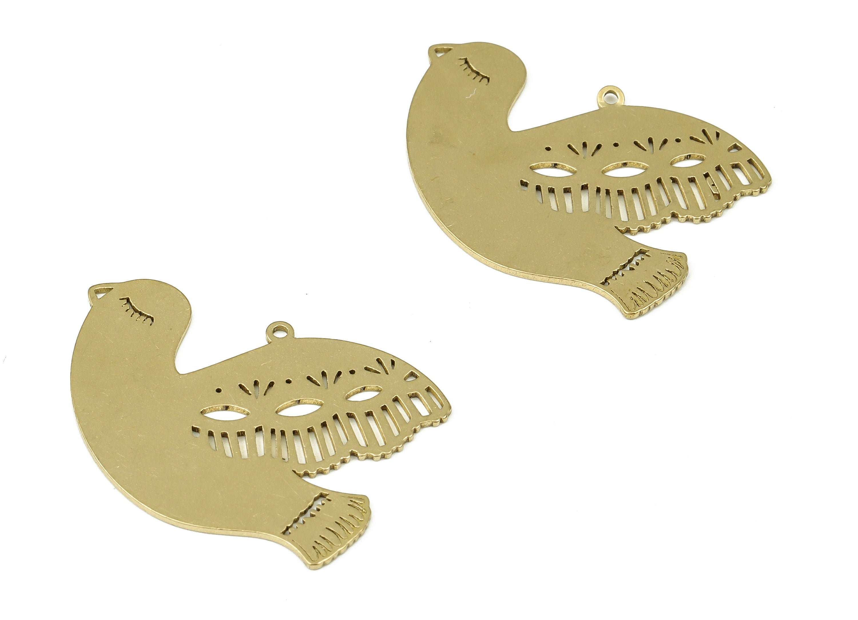 Brass Dove Bird Charms – Raw Brass Bird Pendant Charm – Mini Bird Earring Charms – DIY Jewelry Supplies - 31.11 x 23.16 x 0.7mm - PP4263 - DOMEDBAZAAR