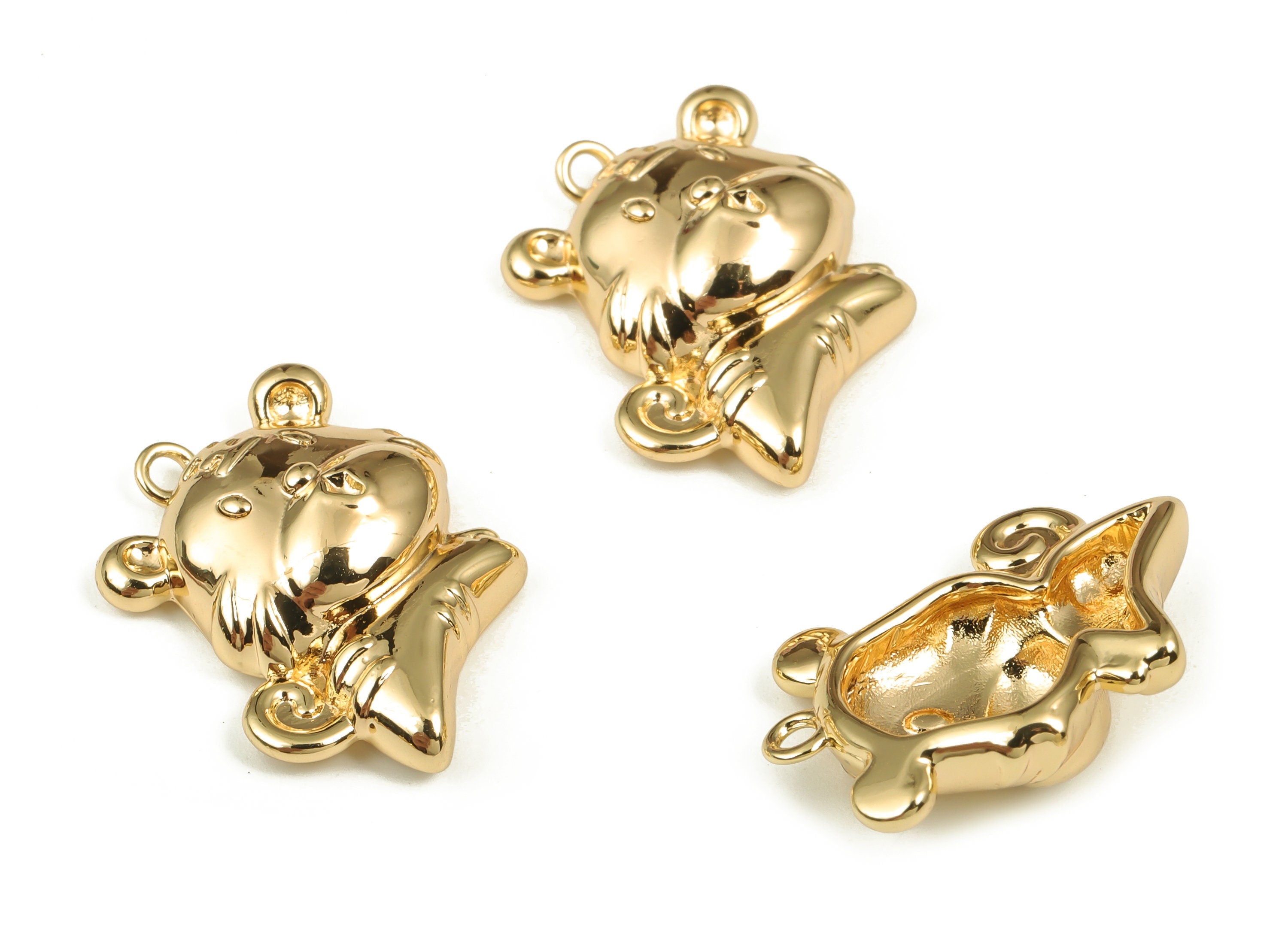 Brass Tiger Earring Charms - Gold Tiger Pendant - 18K Real Gold Plated Brass - Jewelry Making Supplies - 19.94x14.89x5.77mm - RGP4017 - DOMEDBAZAAR