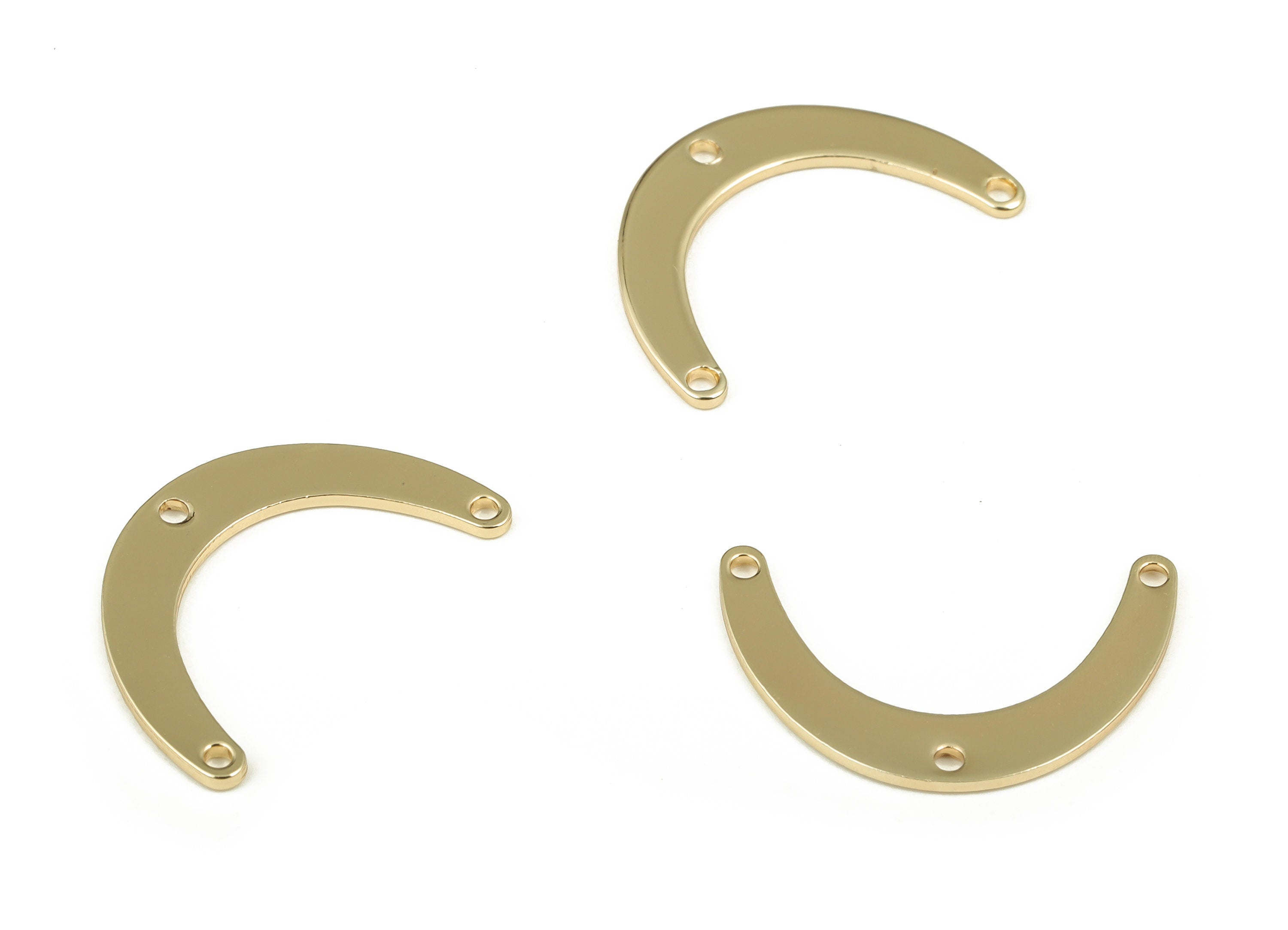 Brass Semi circle Earring Connector - Gold Half Moon Pendant - 18K Real Gold Plated Brass - Jewelry Supplies - 20.06x12.74x0.87mm - RGP3966 - DOMEDBAZAAR