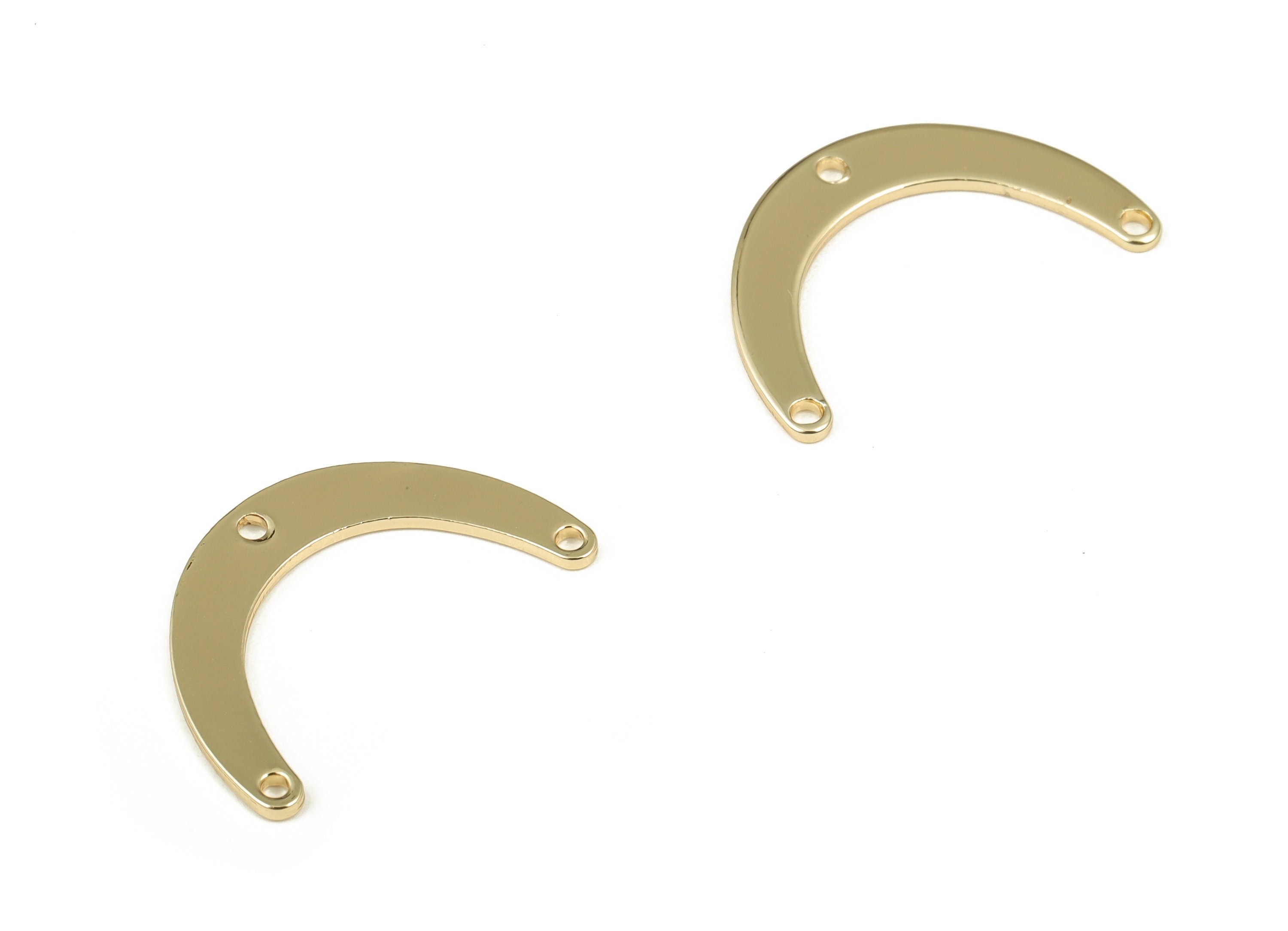 Brass Semi circle Earring Connector - Gold Half Moon Pendant - 18K Real Gold Plated Brass - Jewelry Supplies - 20.06x12.74x0.87mm - RGP3966 - DOMEDBAZAAR