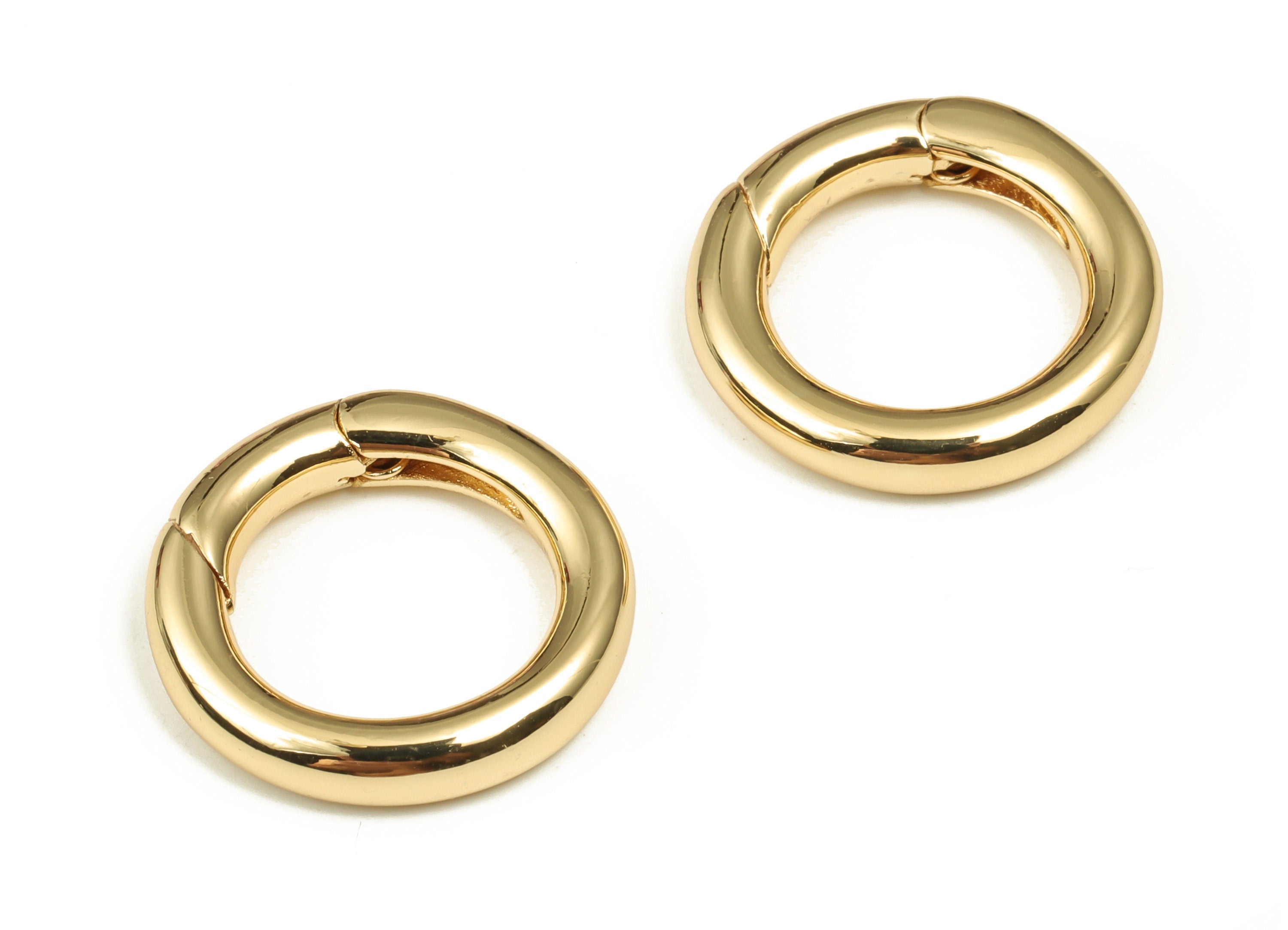 Brass Round Huggie Hoop - Gold Small Hoop Earring – Thick Circle Hoops – 18K Real Gold Plated Brass - 19.86x19.52x3.79mm - RGP3638 - DOMEDBAZAAR