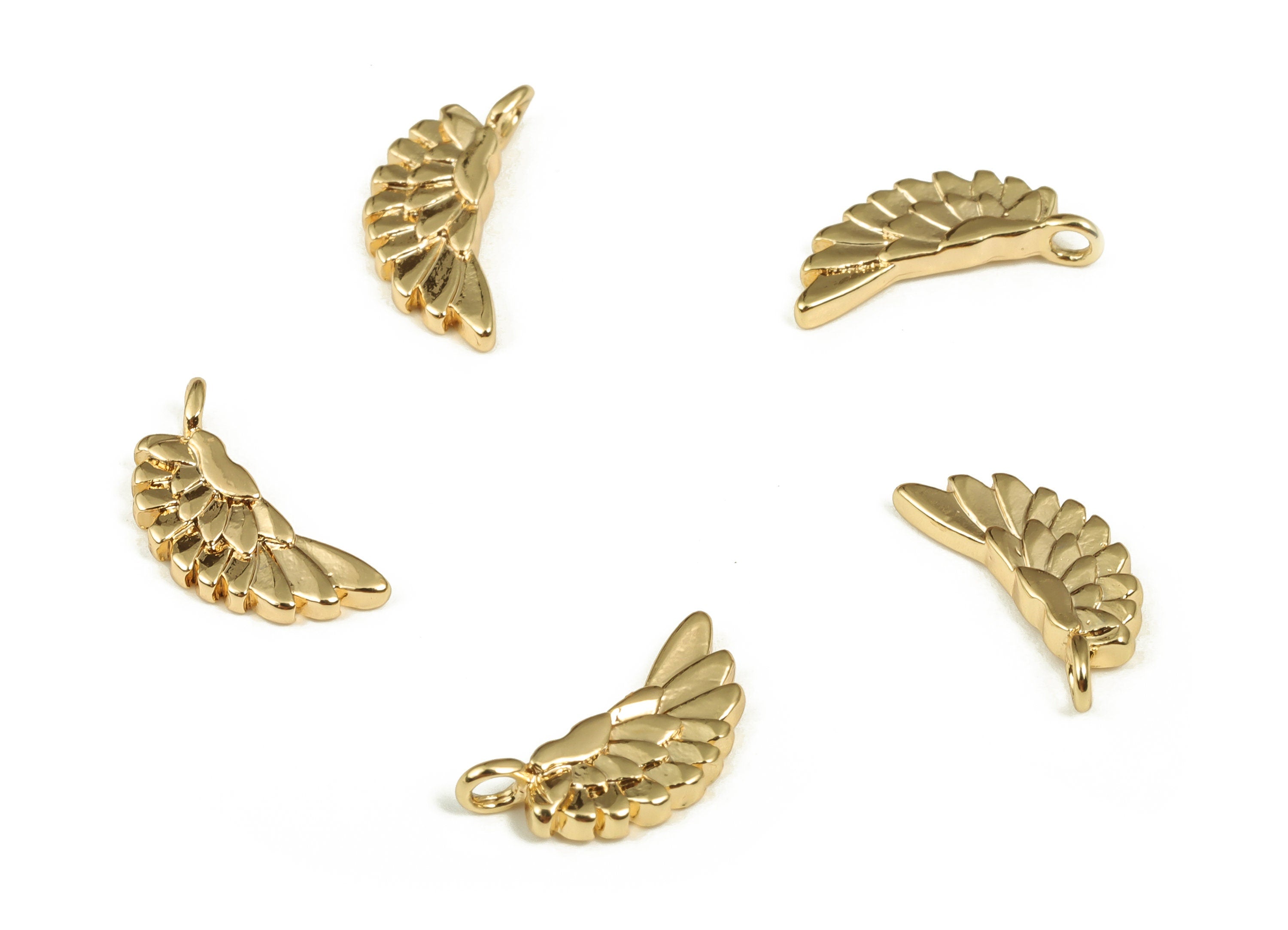 Brass Wing Earring Charms - Gold Wing Pendant - 18K Real Gold Plated Brass - Jewelry Making Supplies - 14.26x6.72x1.51mm - RGP4015 - DOMEDBAZAAR
