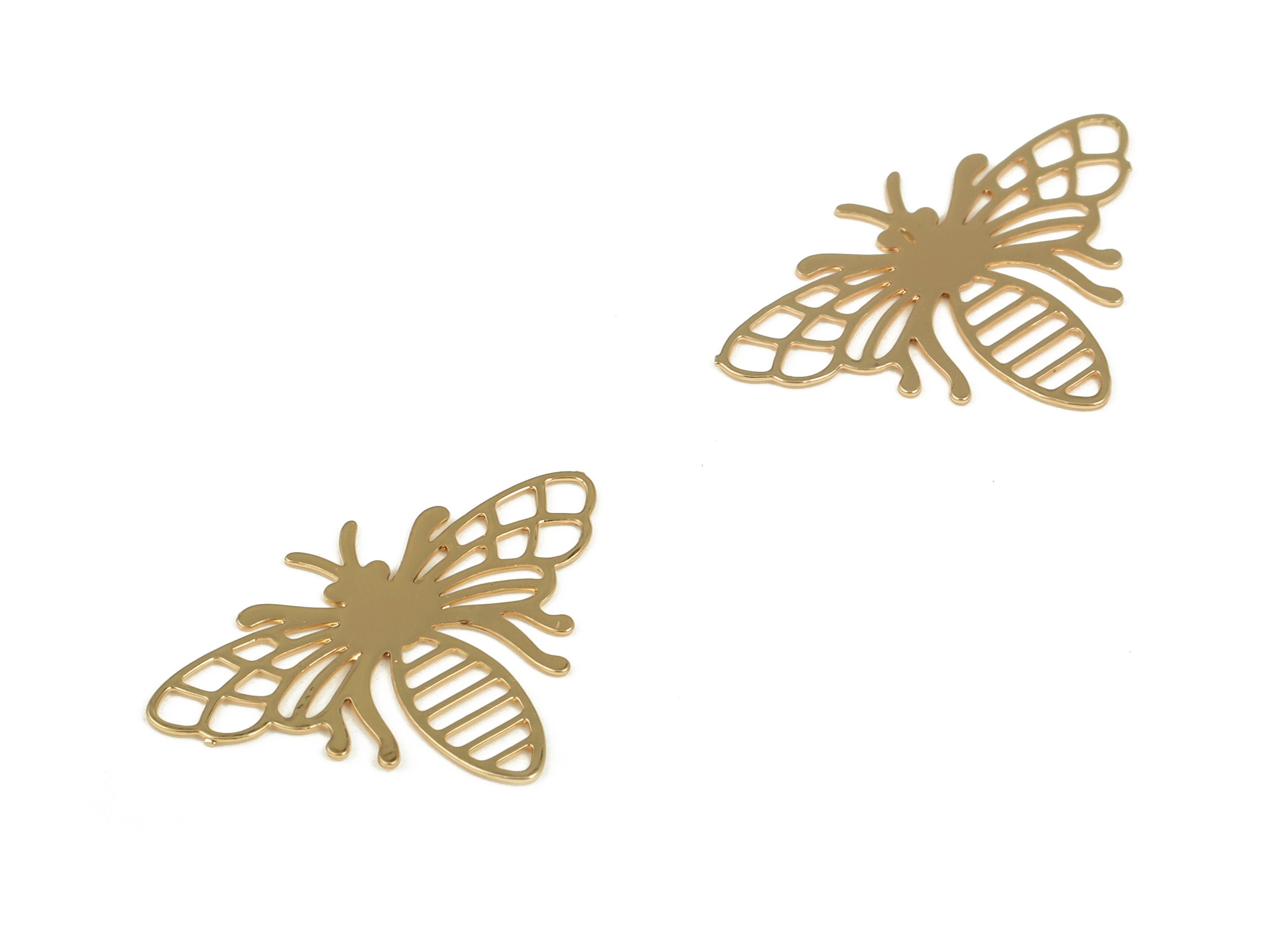 Brass Butterfly Earring Charms - Gold Butterfly Pendant - 18K Real Gold Plated Brass - Jewelry Making Supplies - 18.06x12.7x0.44mm - RGP3964 - DOMEDBAZAAR